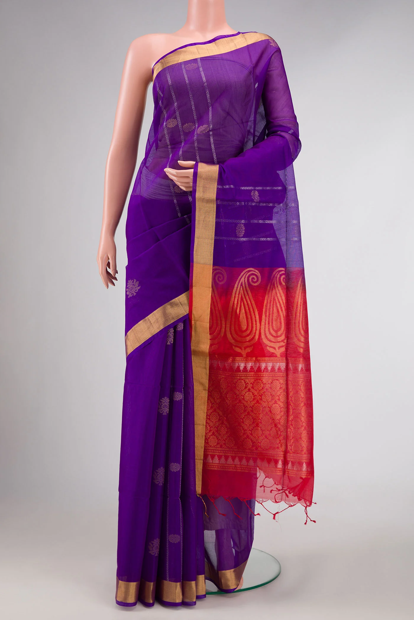Violet Dual Tone Silk Cotton Saree