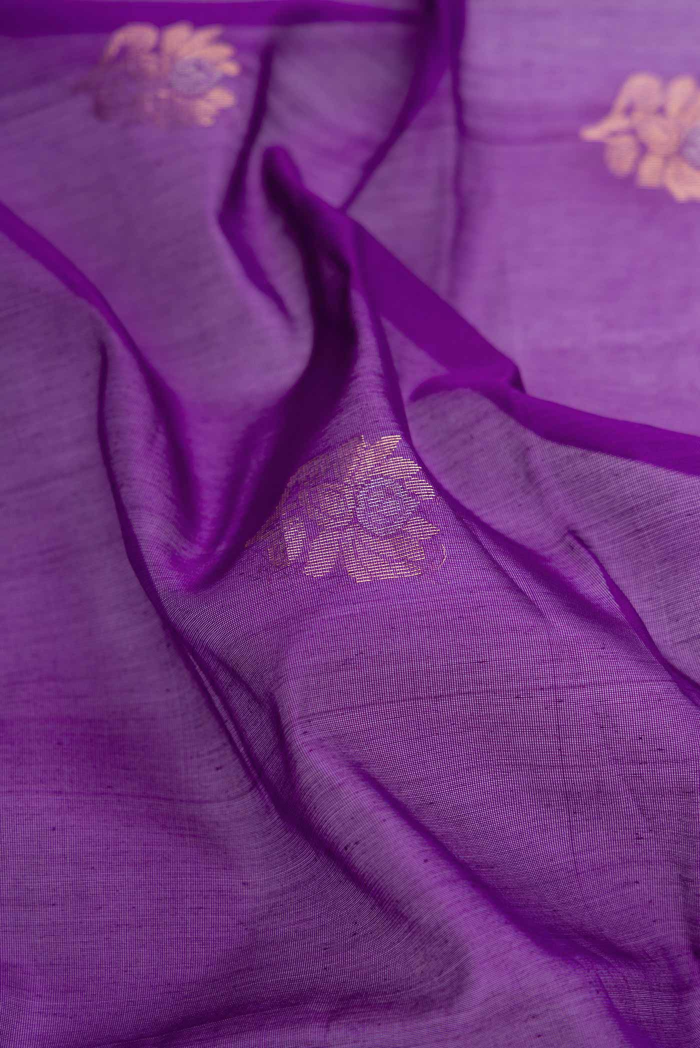 Violet Dual Tone Silk Cotton Saree - Image 2