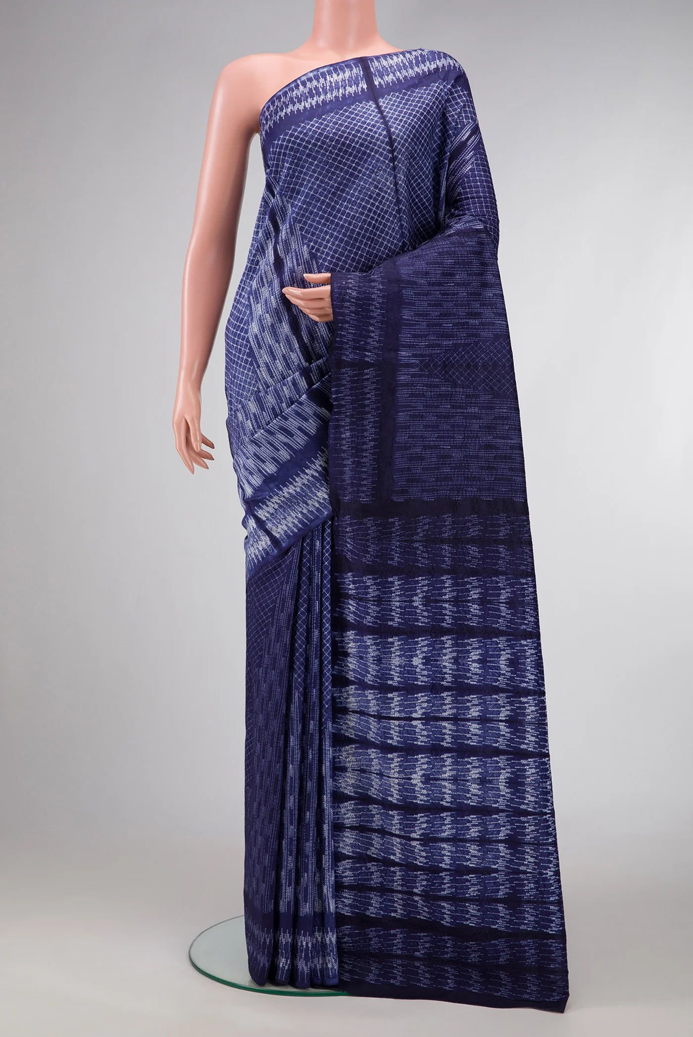 Navy Blue Tussar Silk Saree