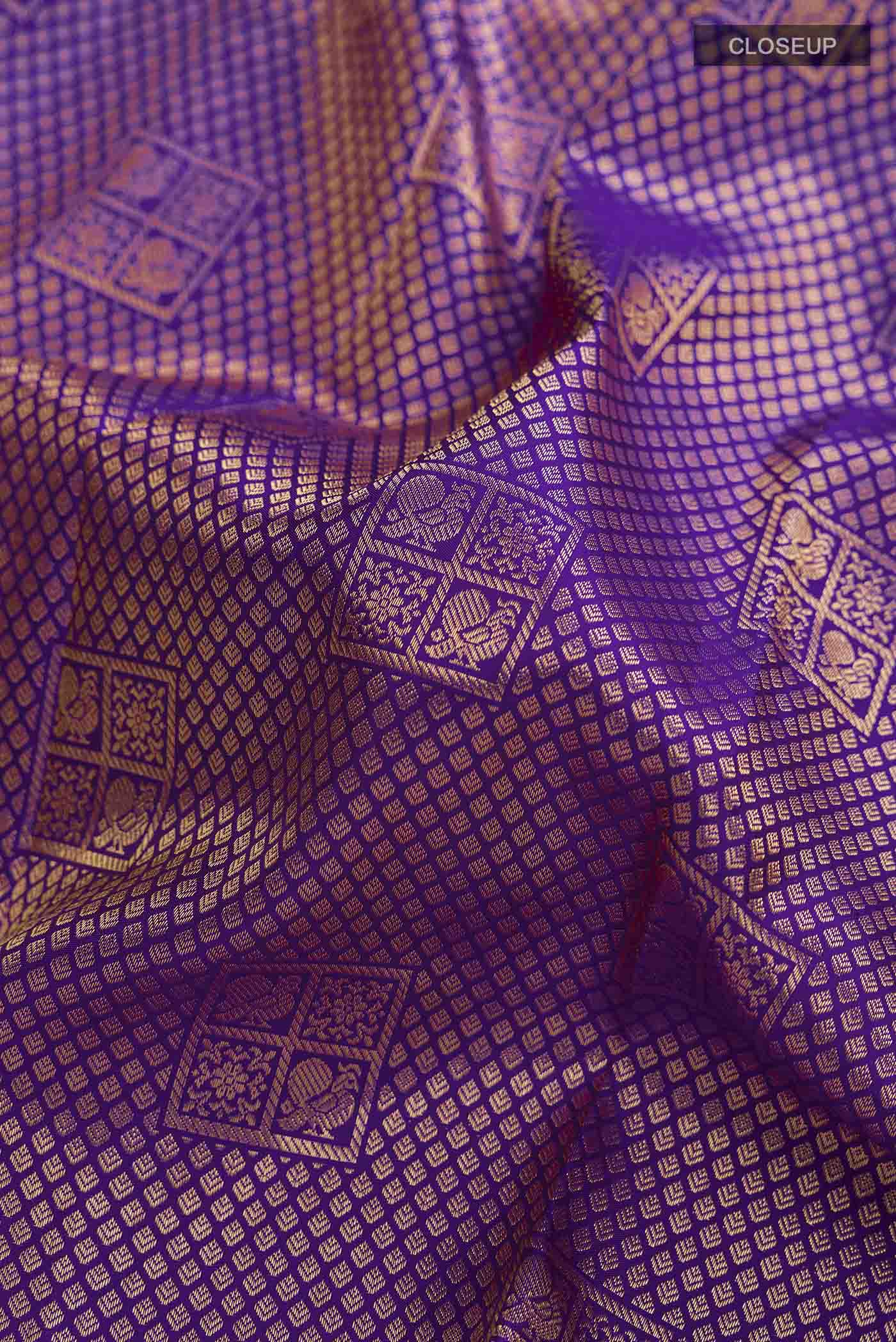 Violet Kanchipuram Silk Saree - Image 2