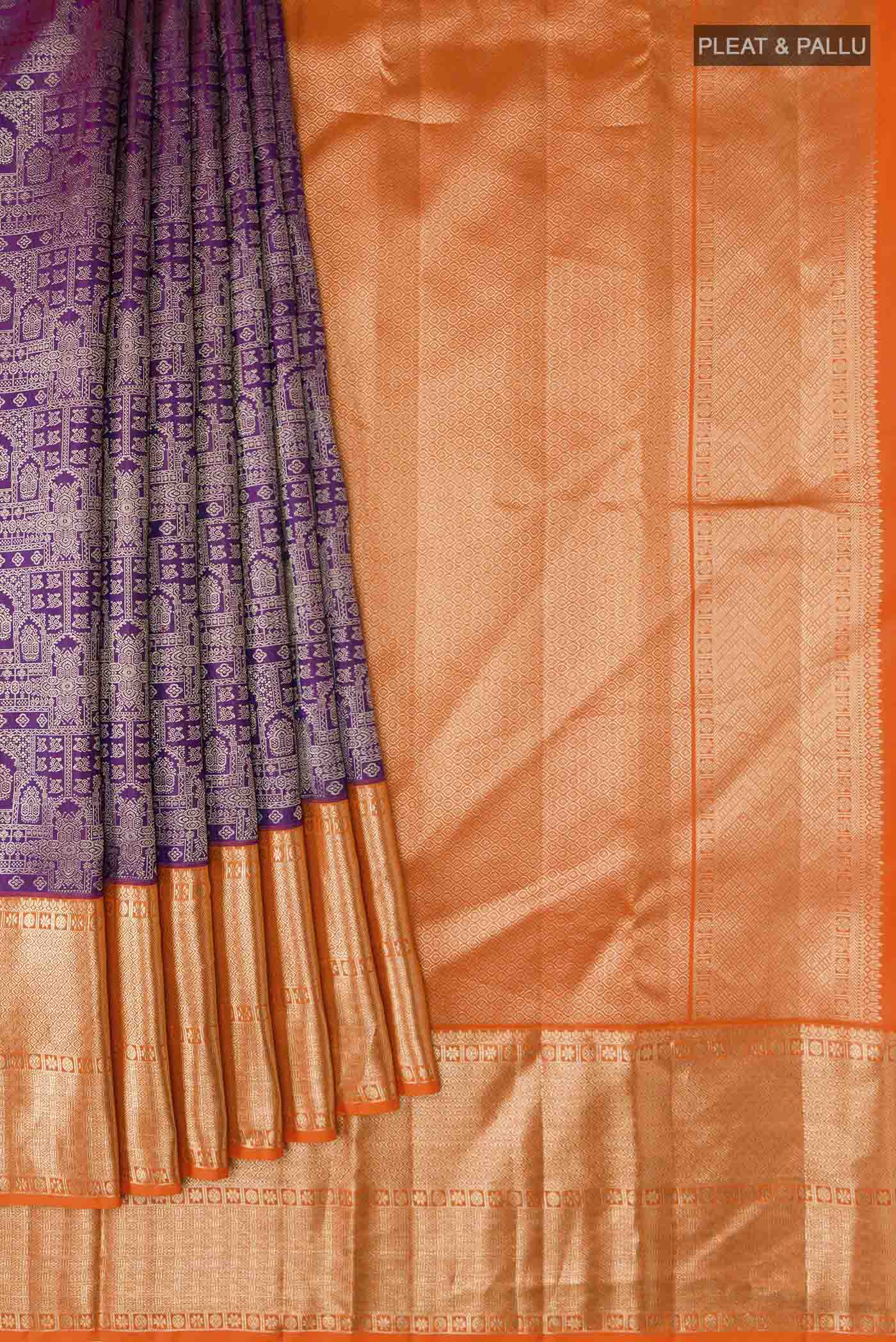 Violet Kanchipuram Silk Saree - Image 4