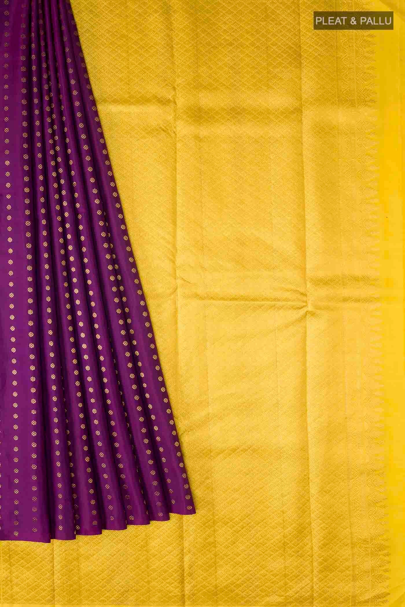 Violet Kanchipuram Silk Saree - Image 4