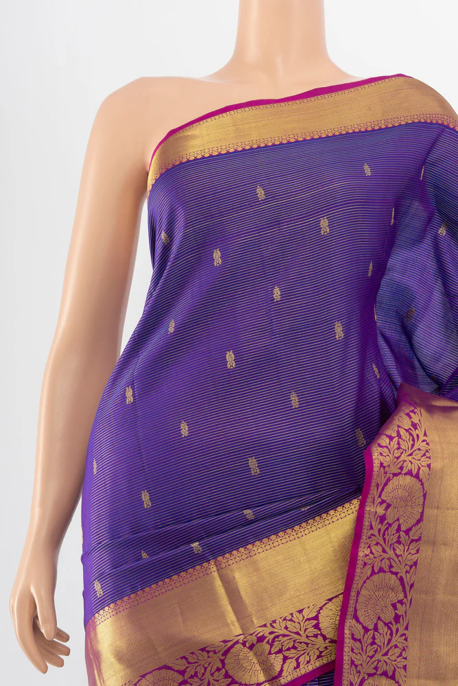 Royal Blue Kanchipuram Silk Saree - Image 2