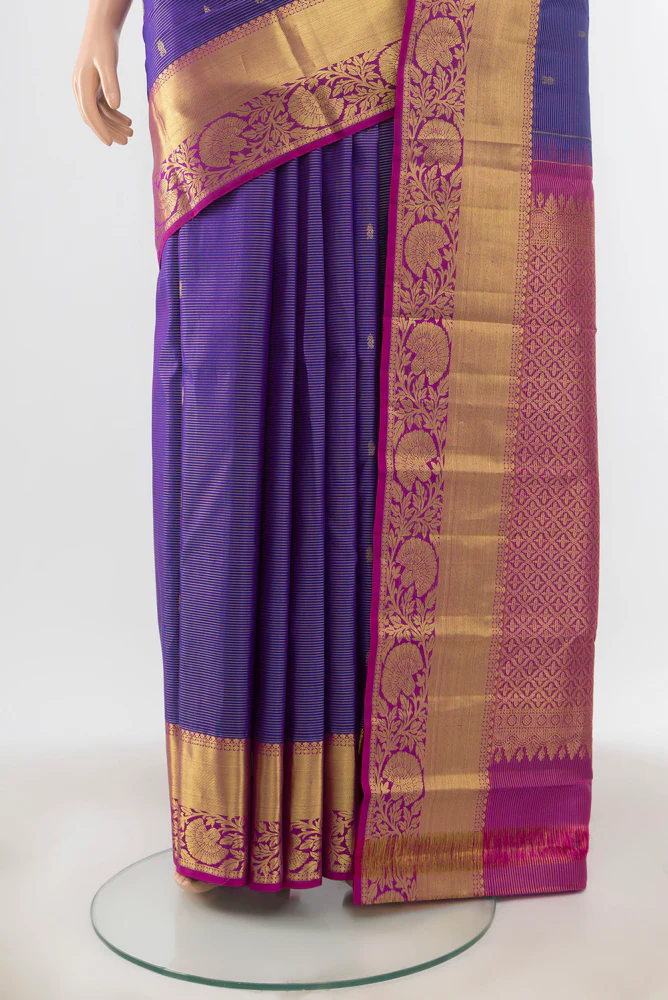 Royal Blue Kanchipuram Silk Saree - Image 3