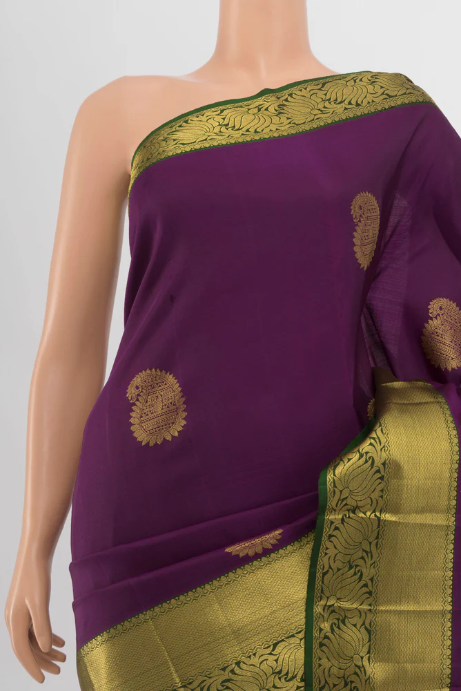 Violet Kanchipuram Silk Saree - Image 2