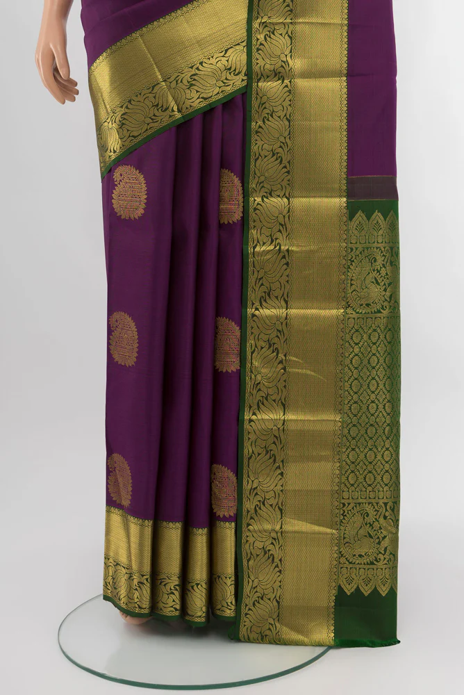 Violet Kanchipuram Silk Saree - Image 3
