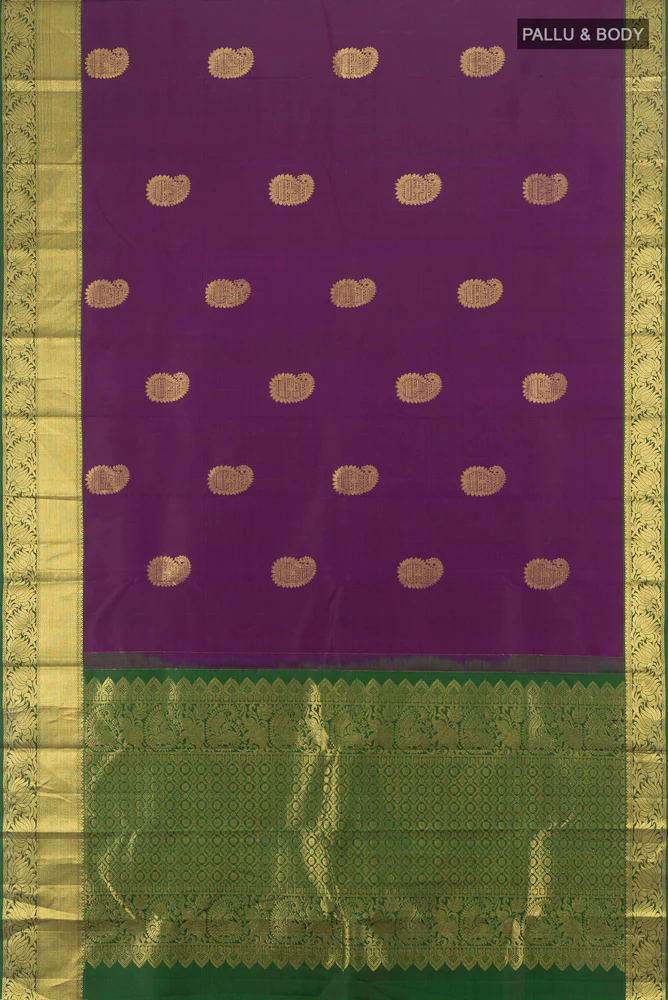 Violet Kanchipuram Silk Saree - Image 5