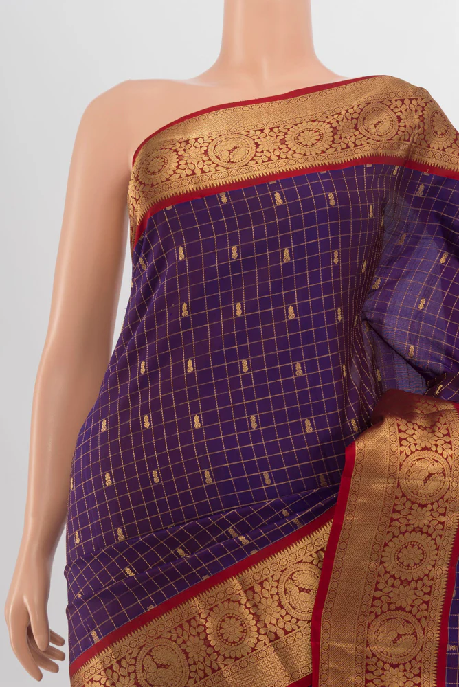 Violet Kanchipuram Silk Saree - Image 2