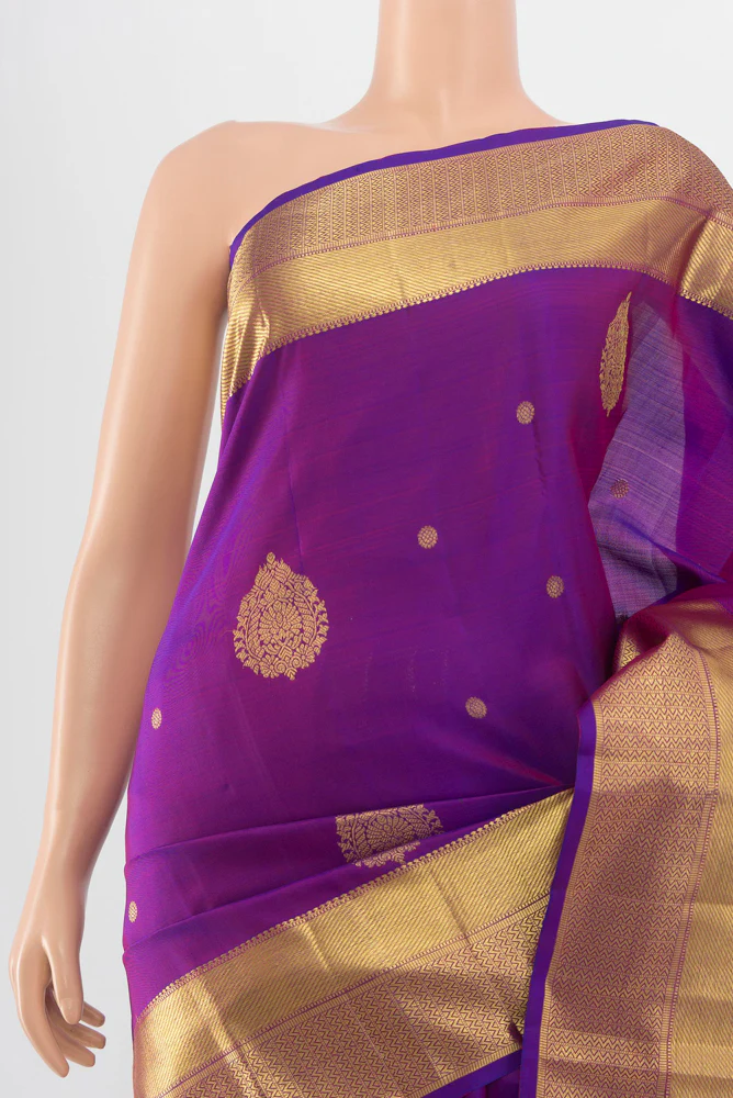 Purple Kanjivaram Silk Saree - Image 2