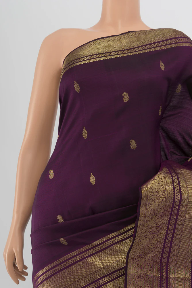 Violet Kanjivaram Silk Saree - Image 2
