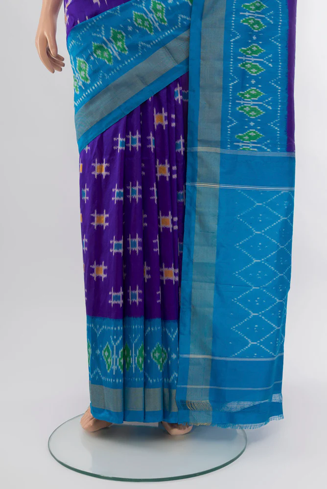 Violet Pochampally Silk Saree - Image 3