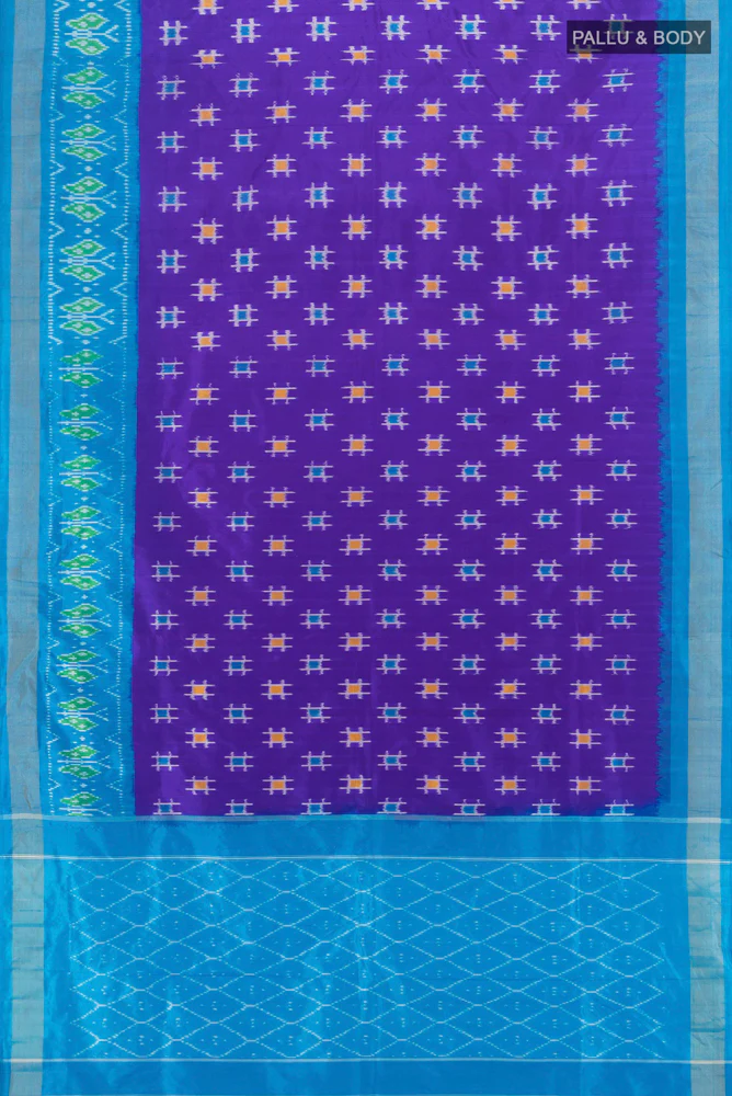 Violet Pochampally Silk Saree - Image 5