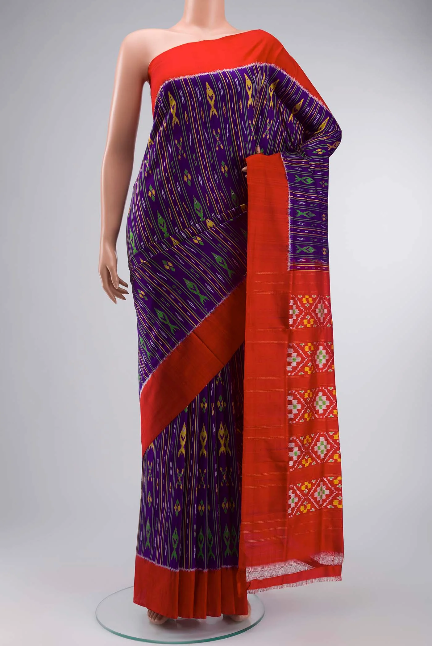 Violet Pochampally Silk Saree