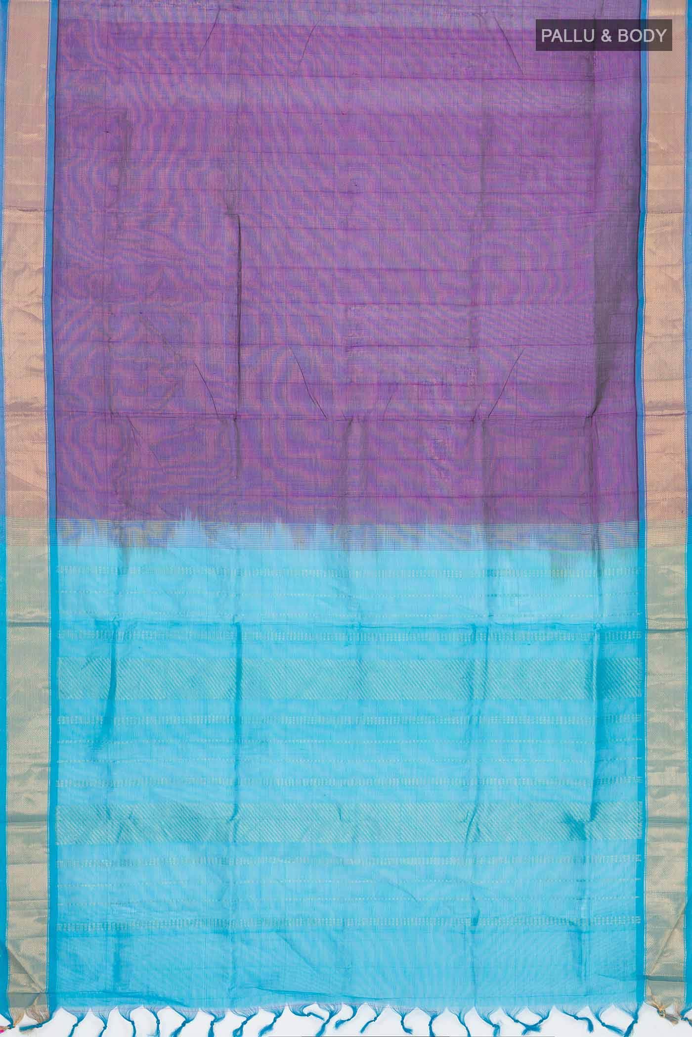 Violet Silk Cotton Saree - Image 2