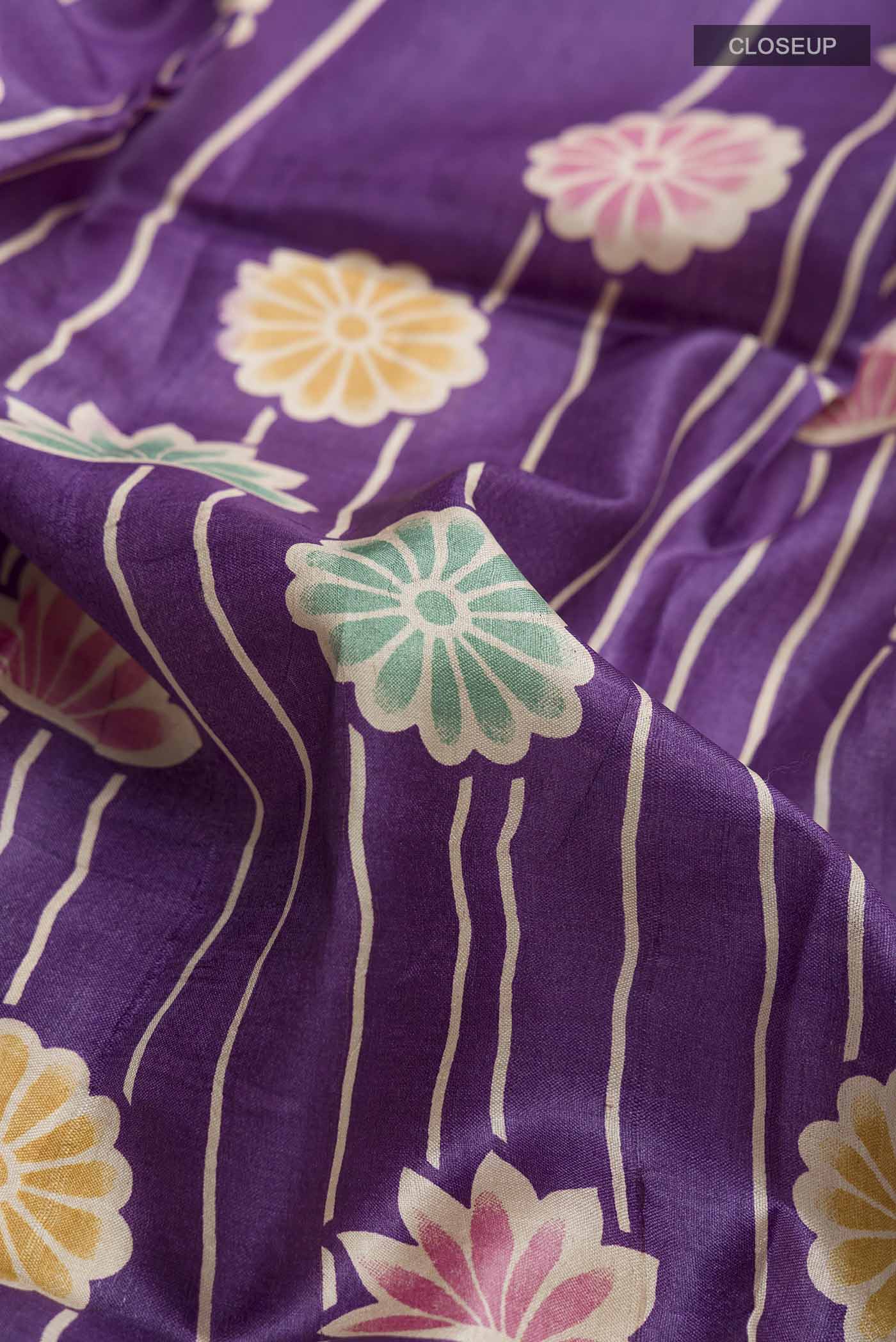 Violet Tussar Silk Saree - Image 2