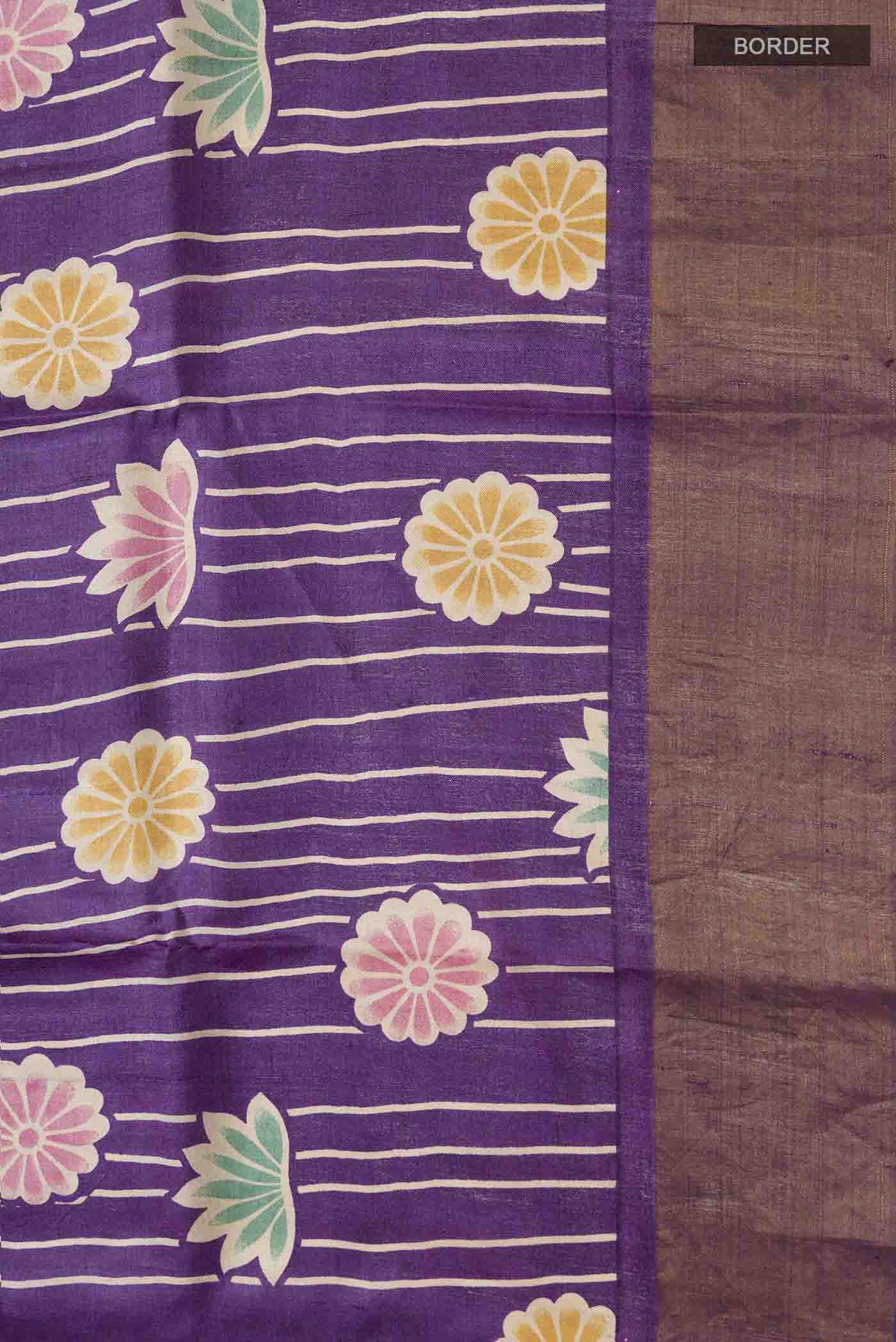 Violet Tussar Silk Saree - Image 3