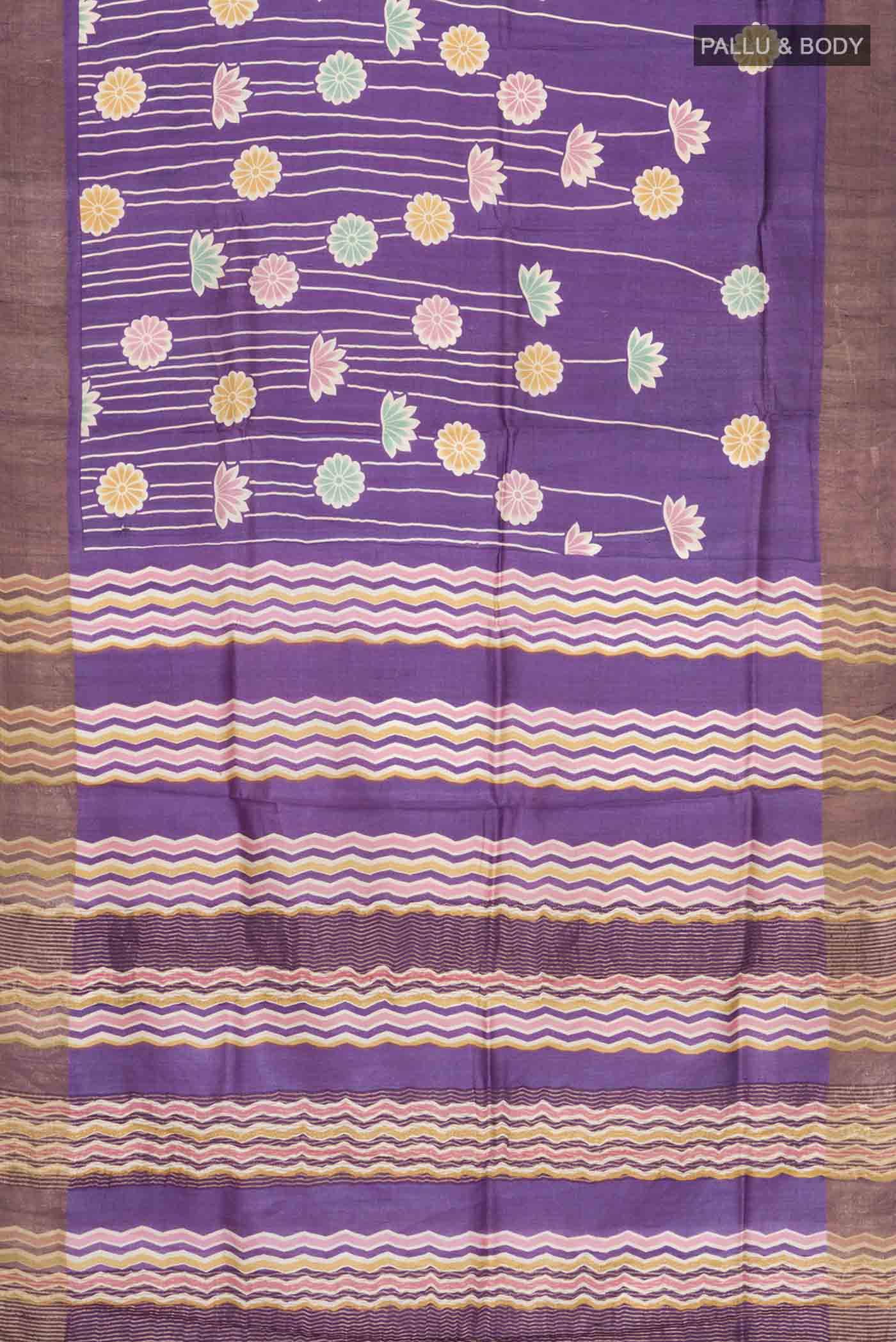 Violet Tussar Silk Saree - Image 5