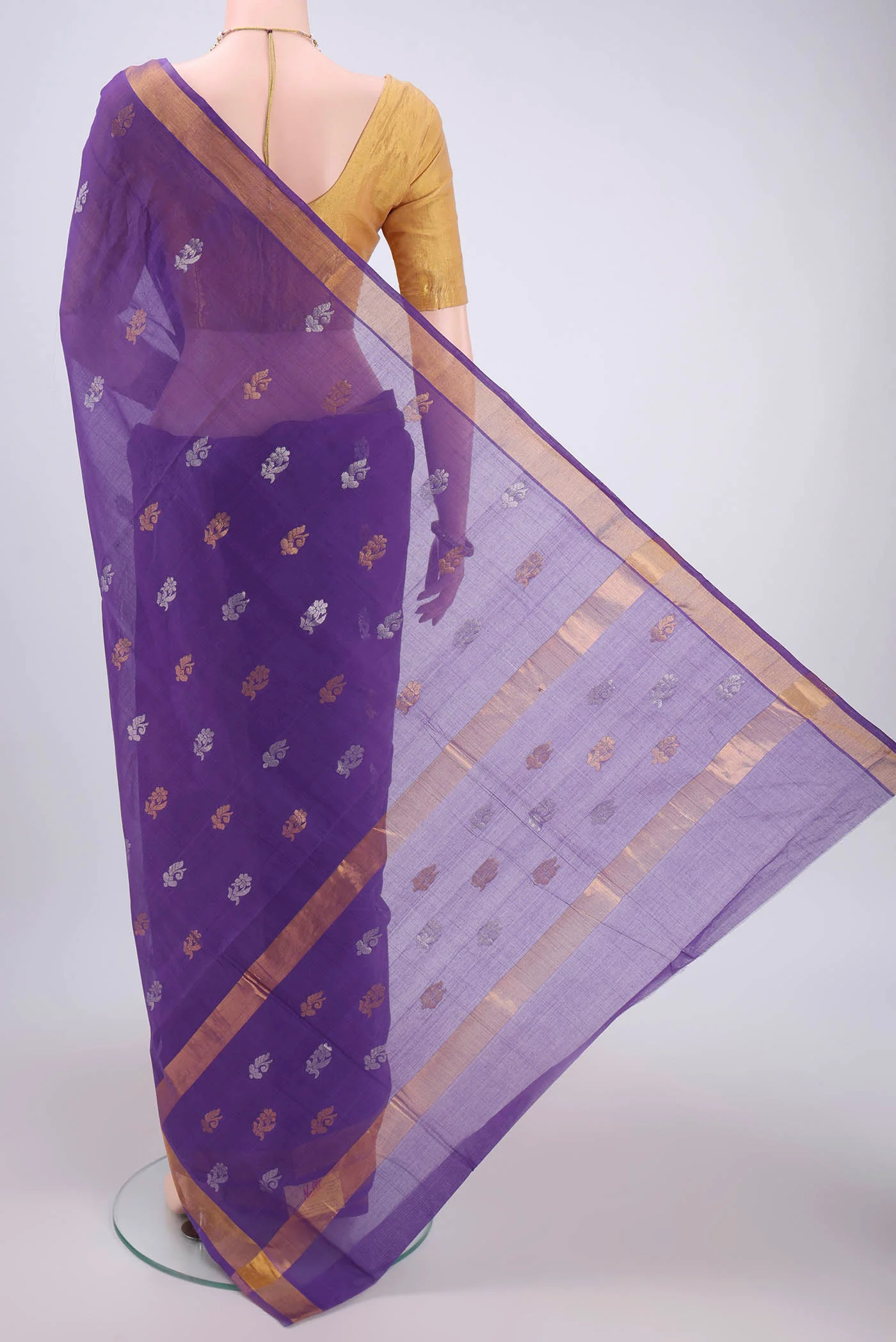 Violet Venkatagiri Cotton Saree - Image 3
