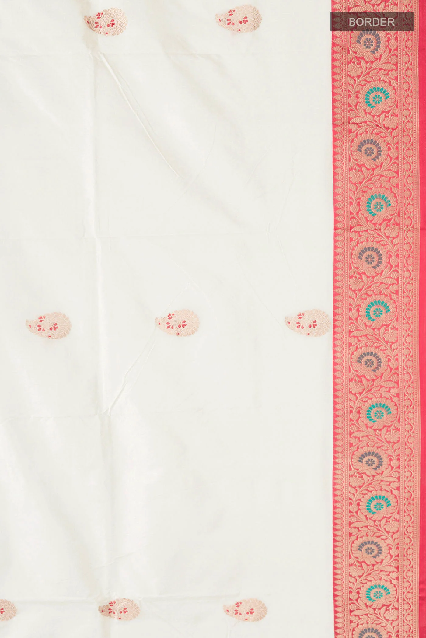 White Banarasi Katan Silk Saree - Image 3