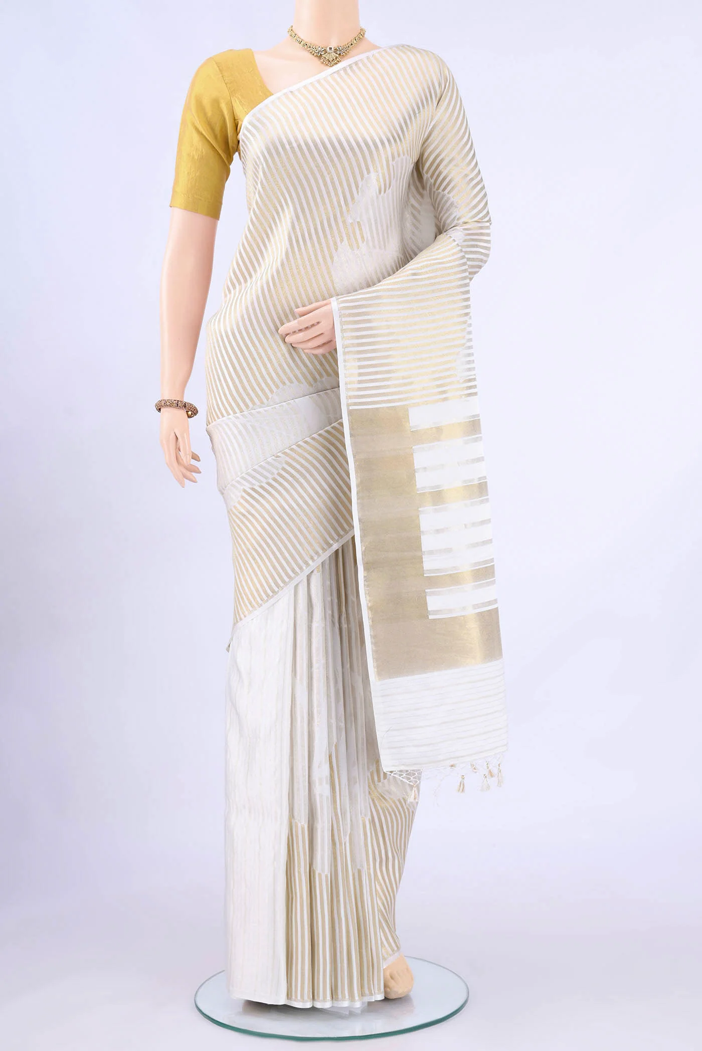 White Banarasi Silk Saree