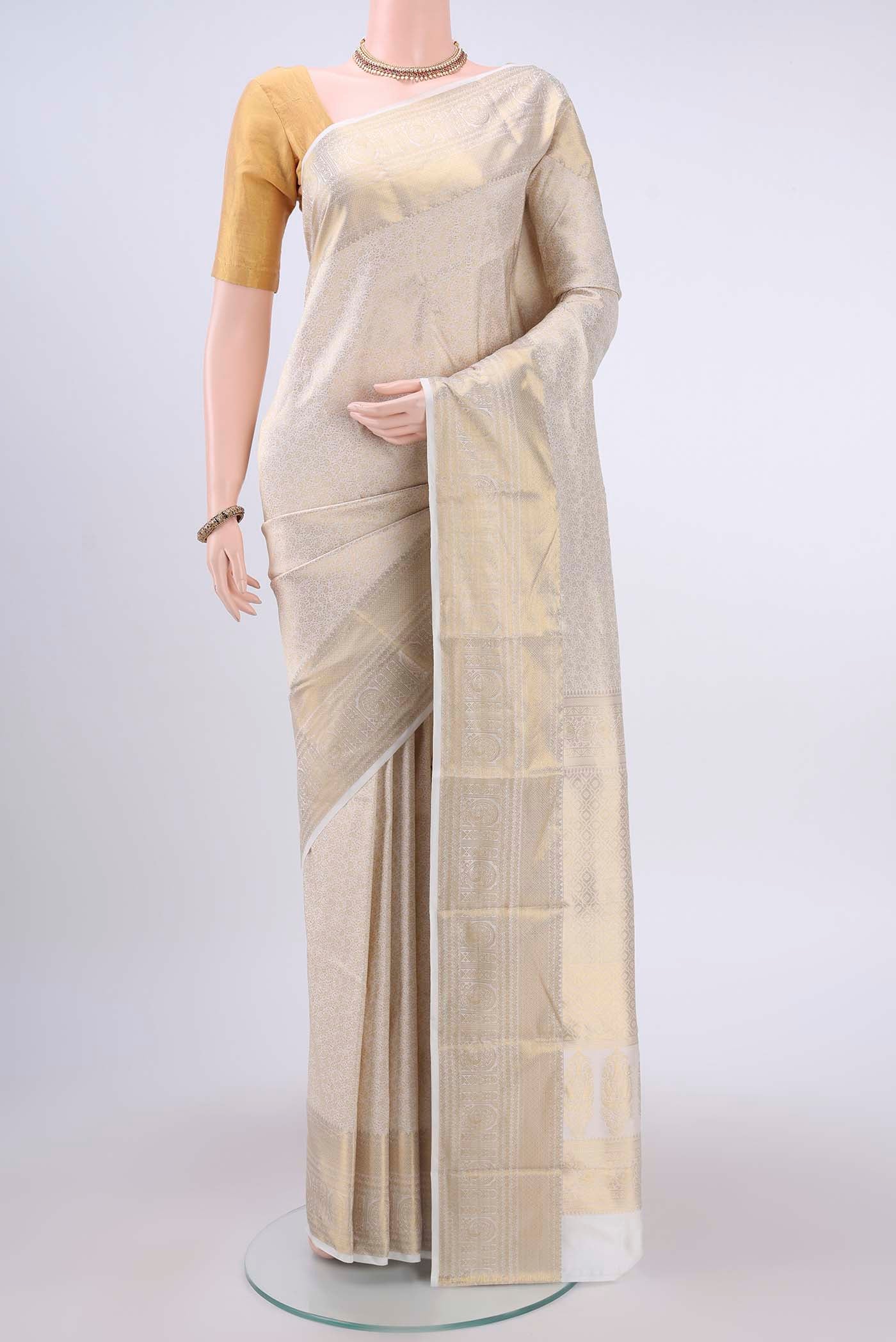 White Bangalore Silk Saree