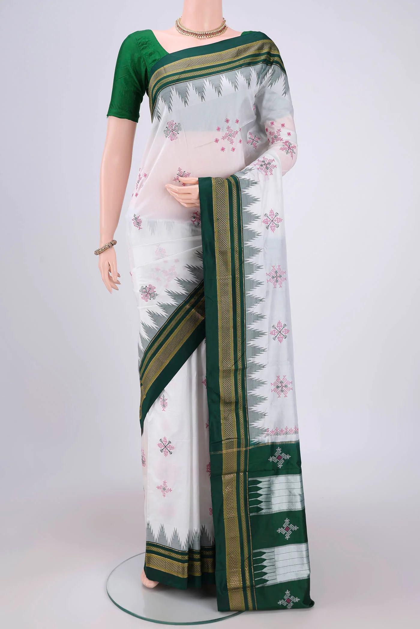 White Bangalore Silk Saree