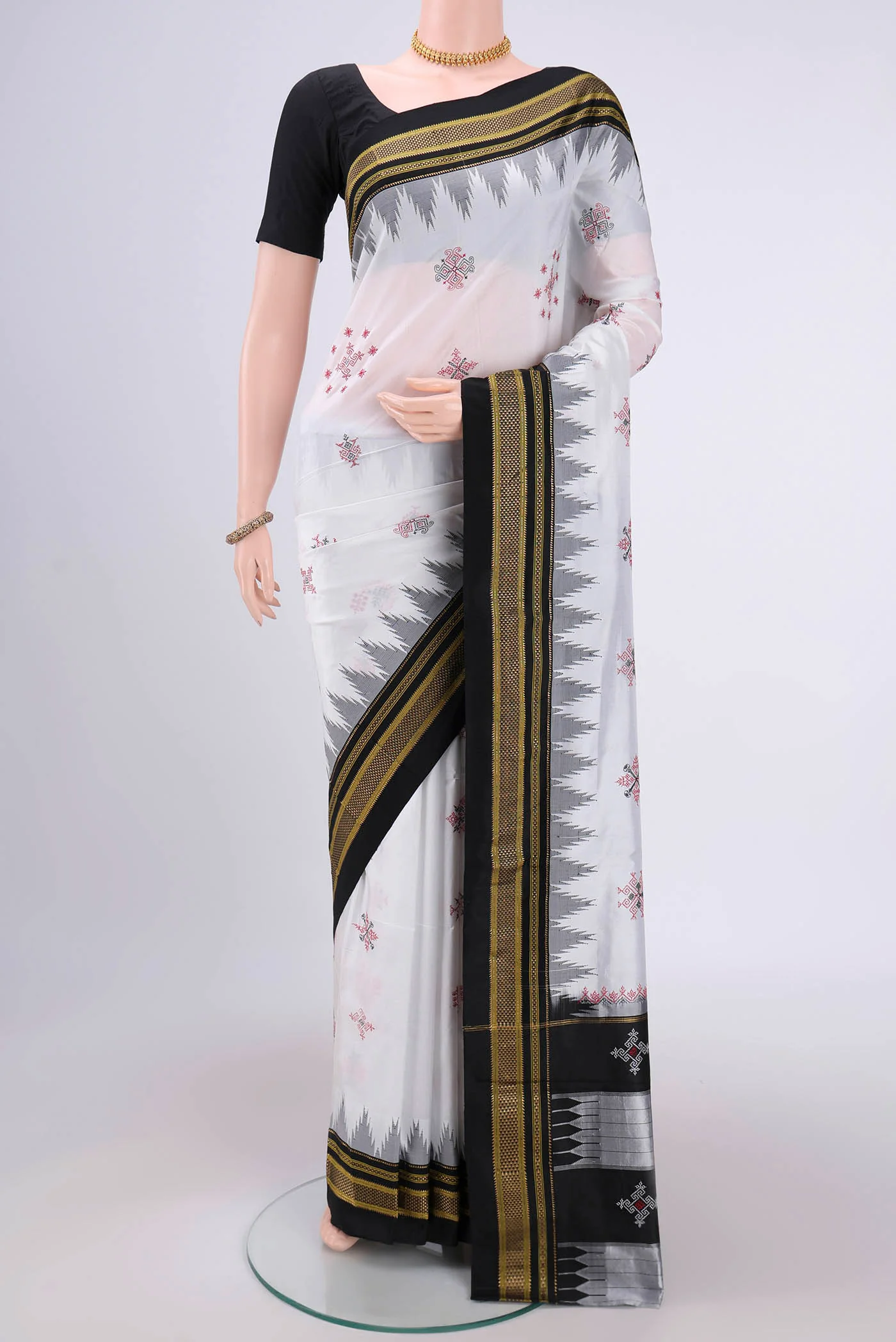 White Bangalore Silk Saree