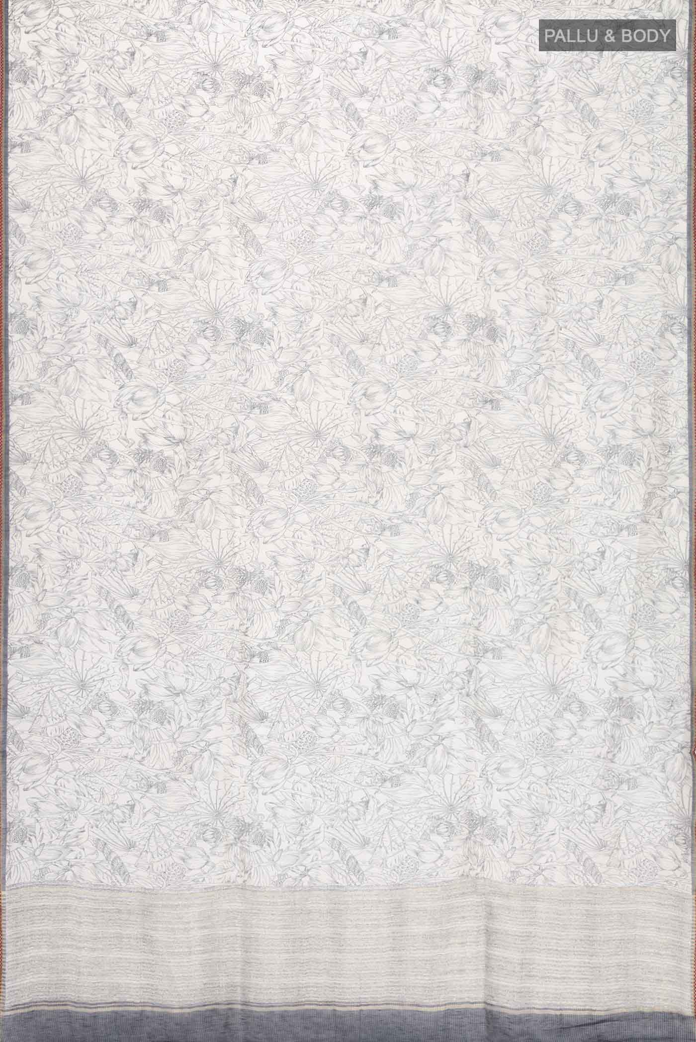 White Bhagalpuri Tussar Silk Saree - Image 5