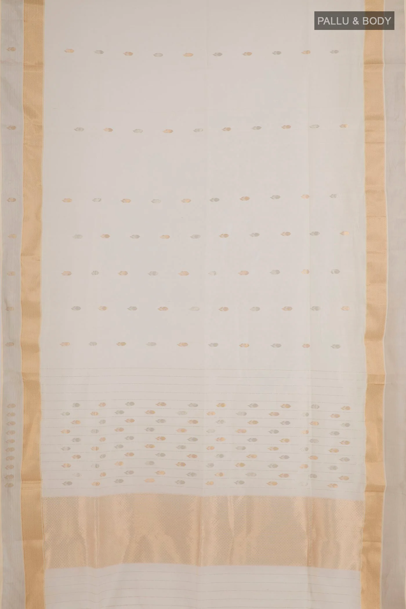 White Maheshwari Silk Cotton Saree - Image 3