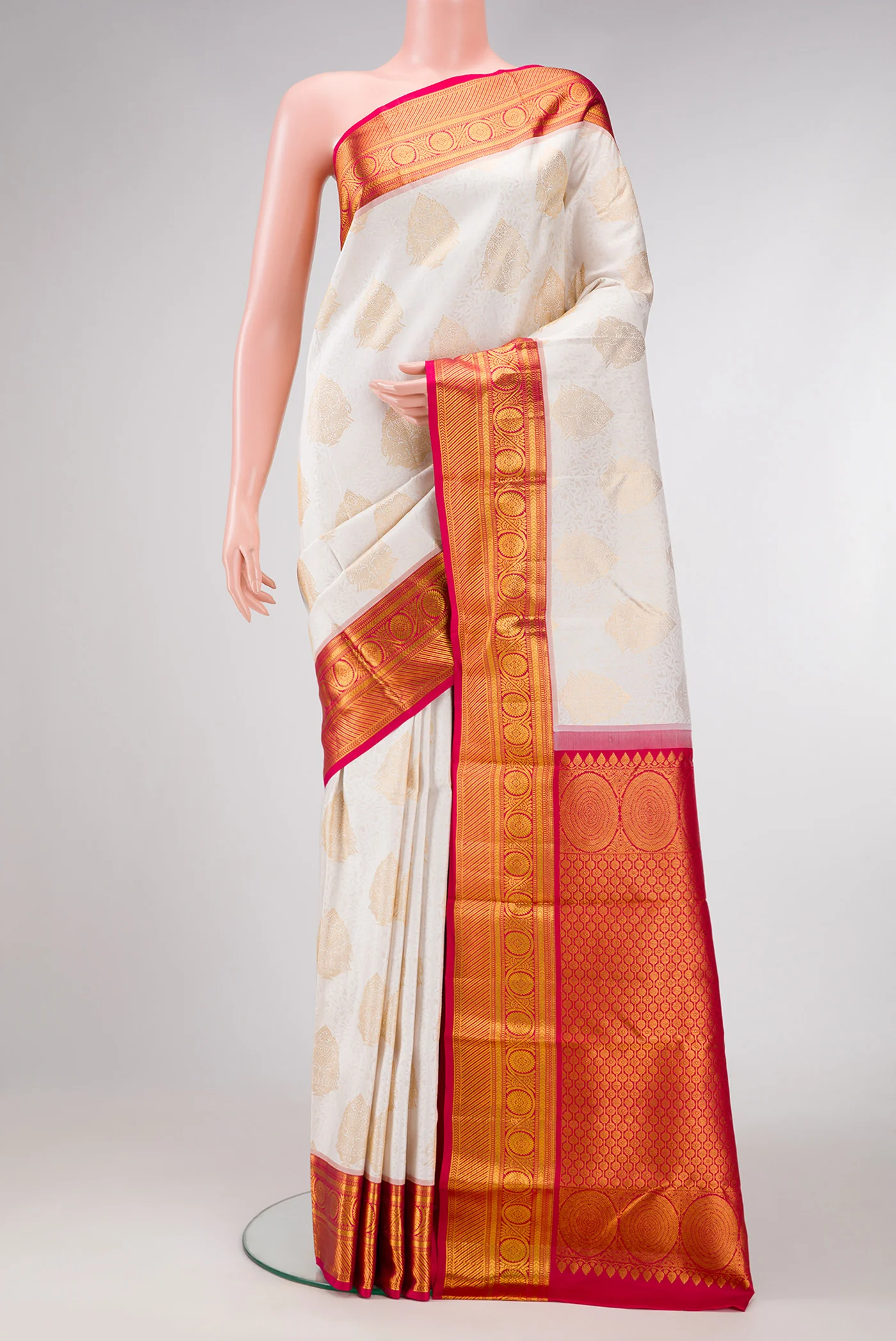 White Kanjivaram Silk Saree