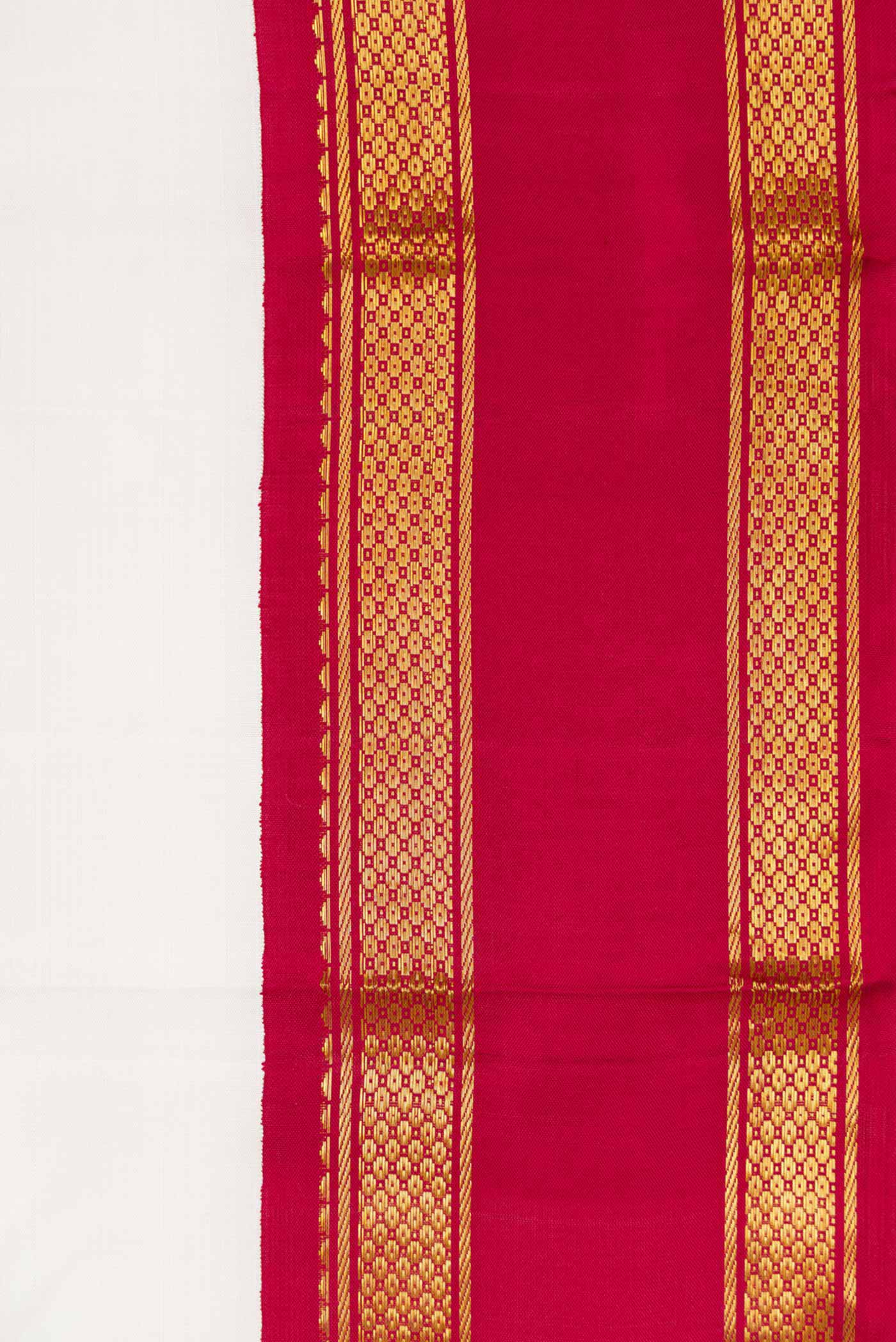 White Dual Tone Kanjivaram Silk Saree - Image 3