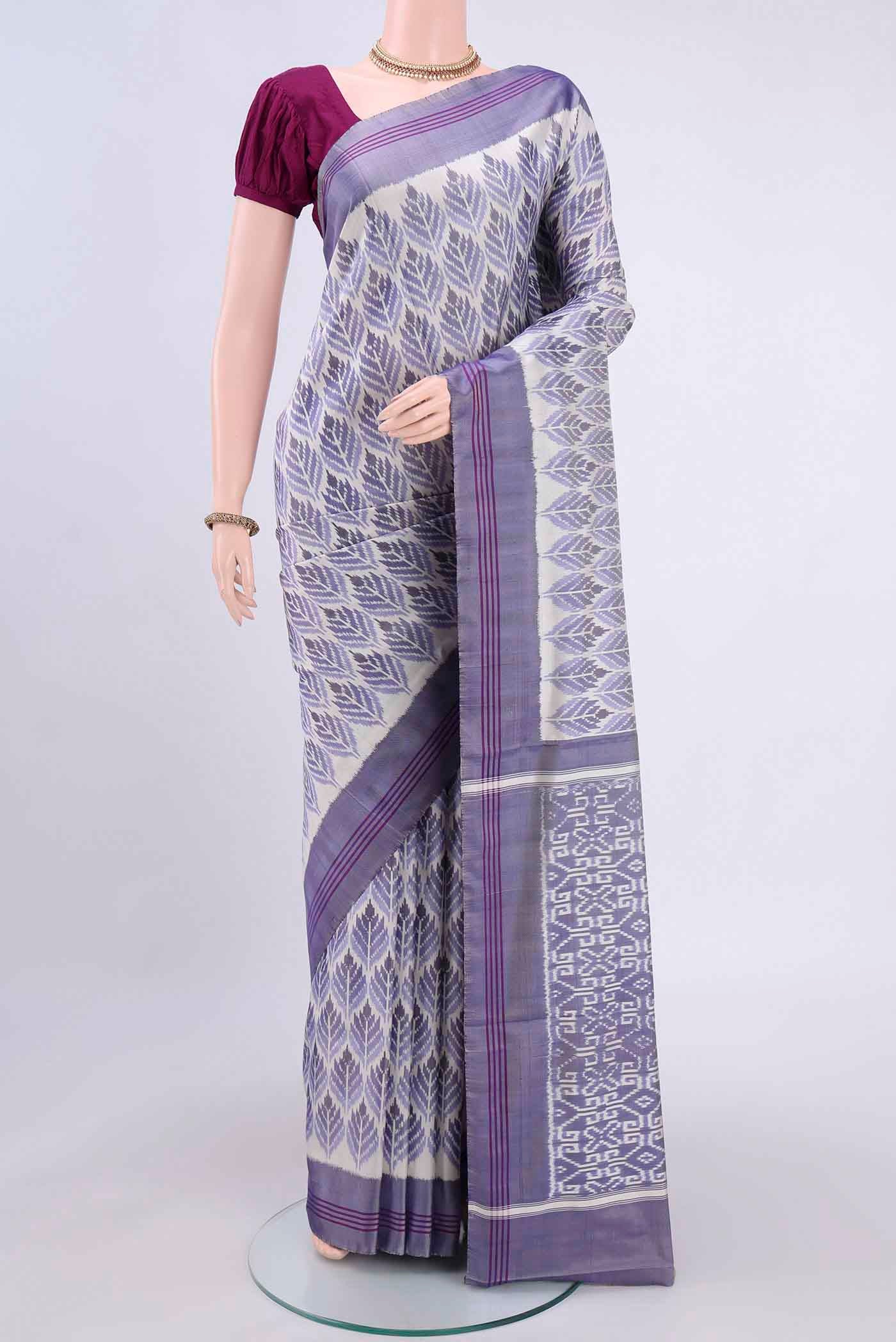 Off White Pochampally Silk Saree
