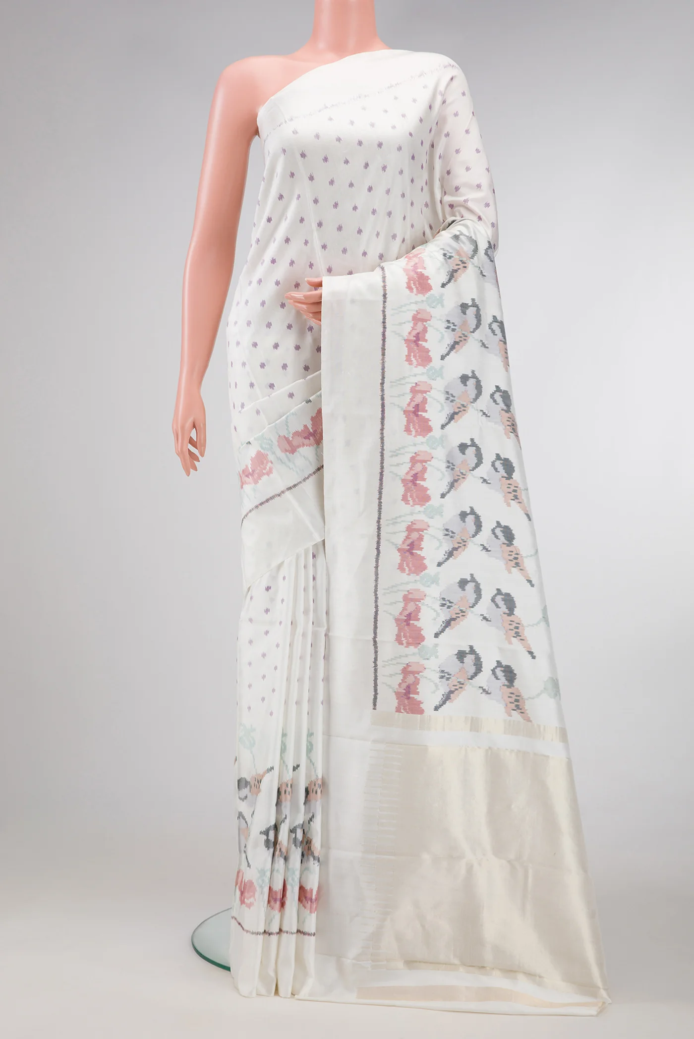 White Rajkot Patola Silk Saree