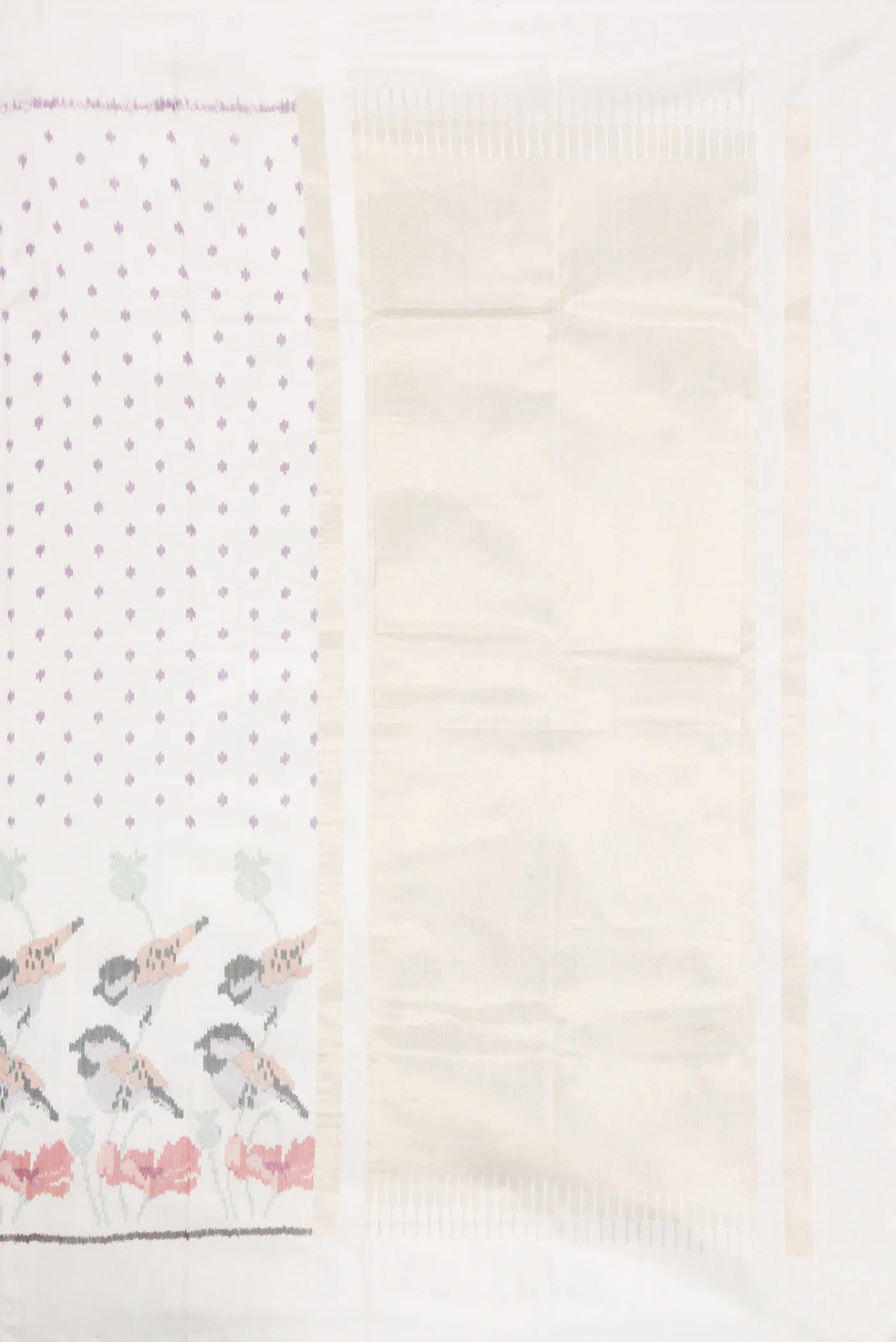 White Rajkot Patola Silk Saree - Image 7