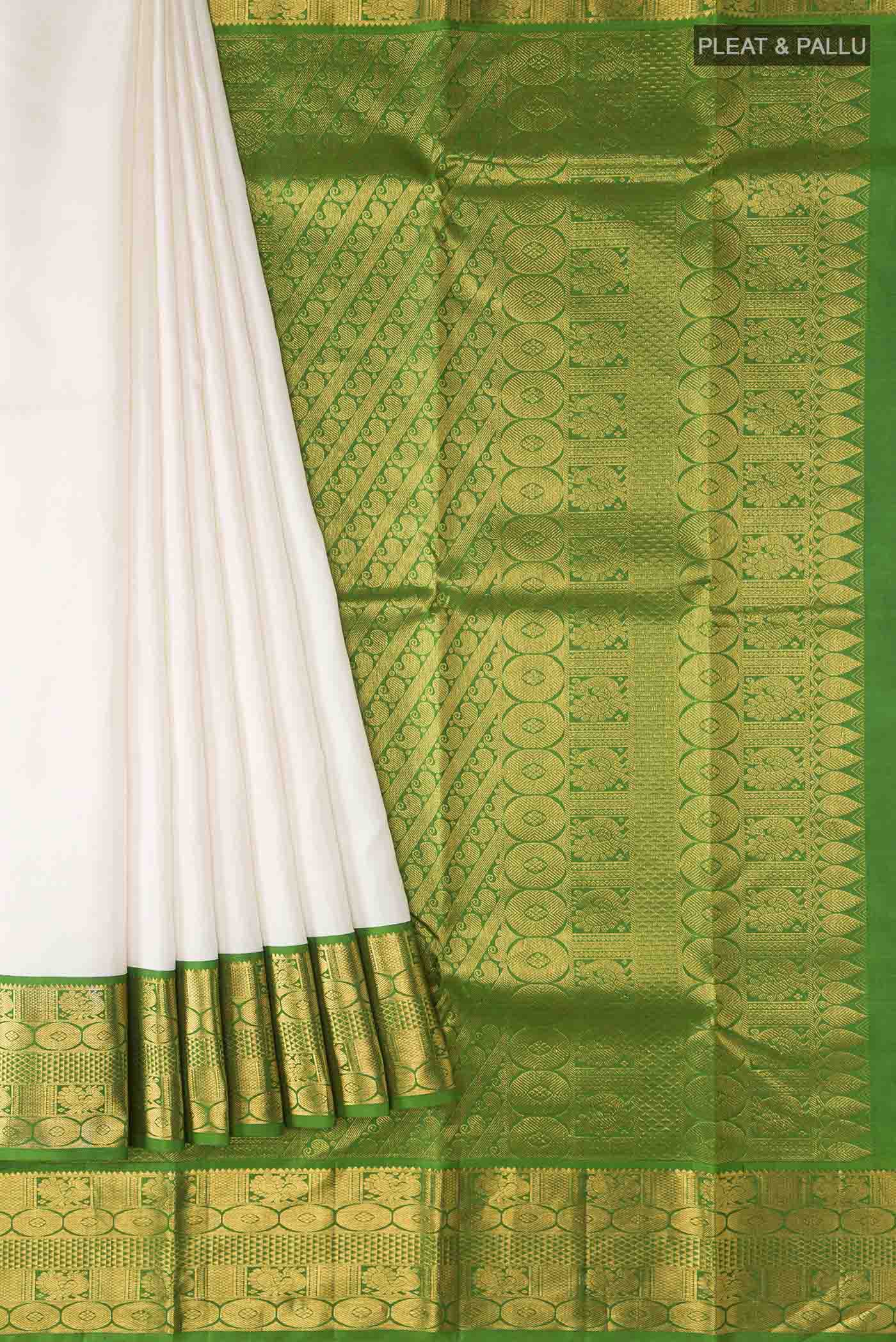 White Kanjivaram Silk Saree - Image 4