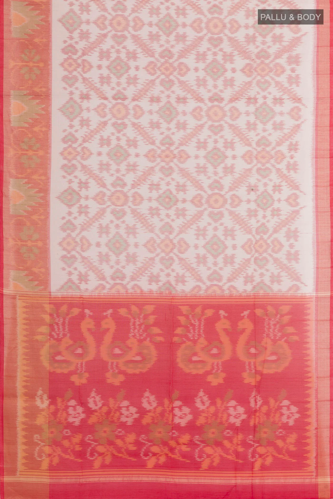 White Silk Cotton Saree - Image 3