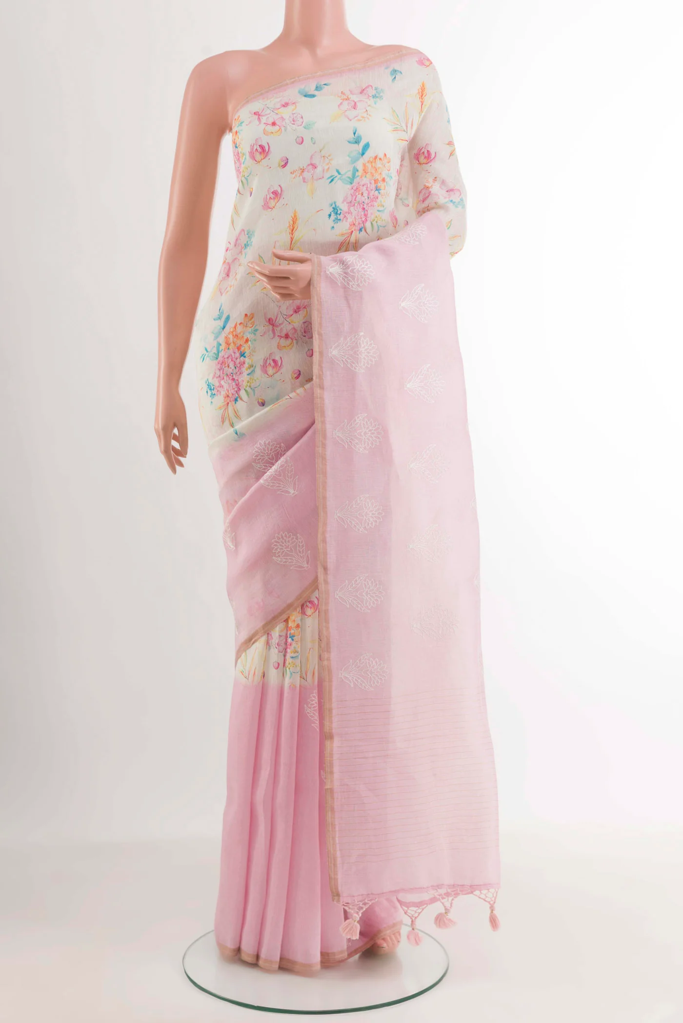 Off White Linen Saree