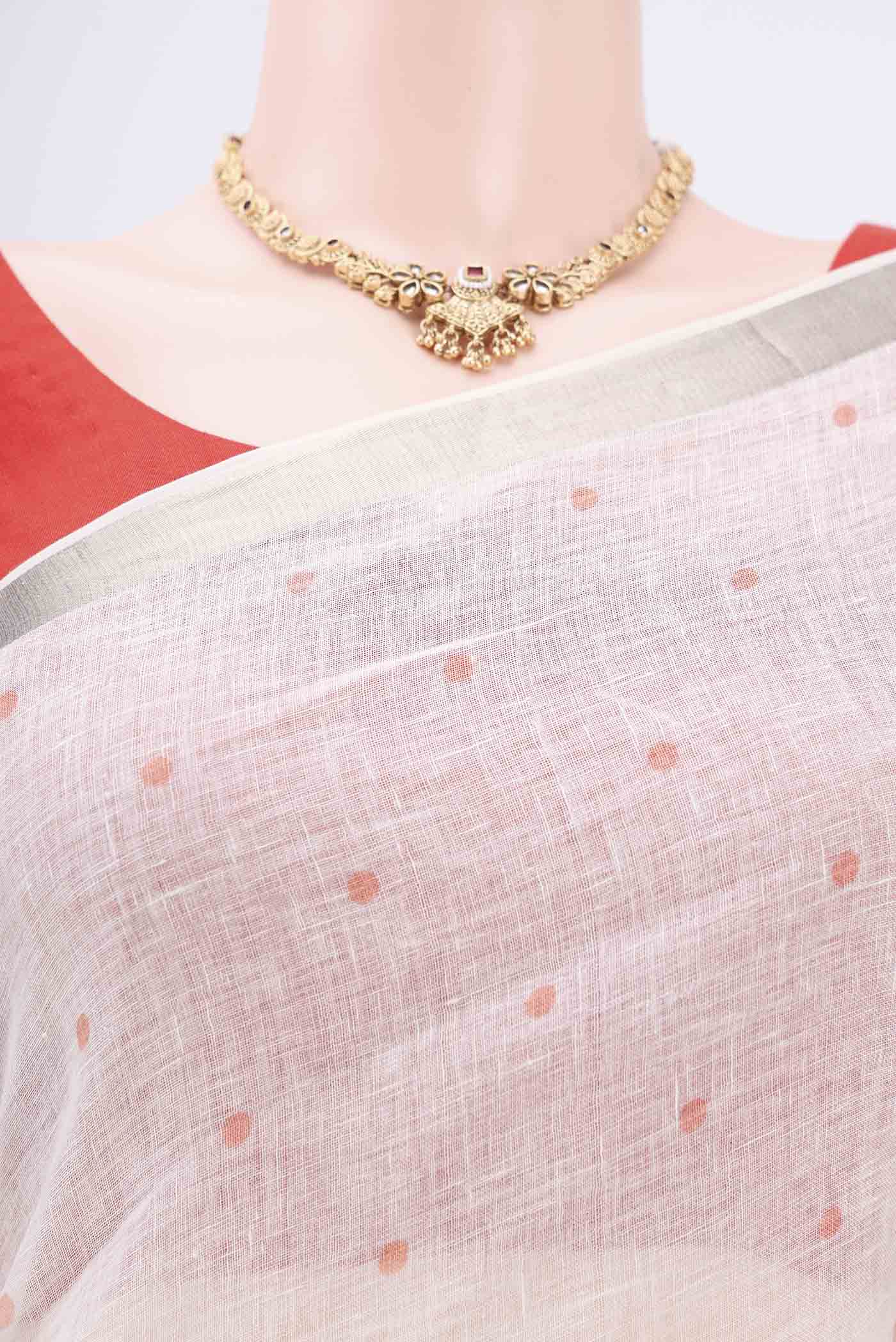 White Linen Saree - Image 2