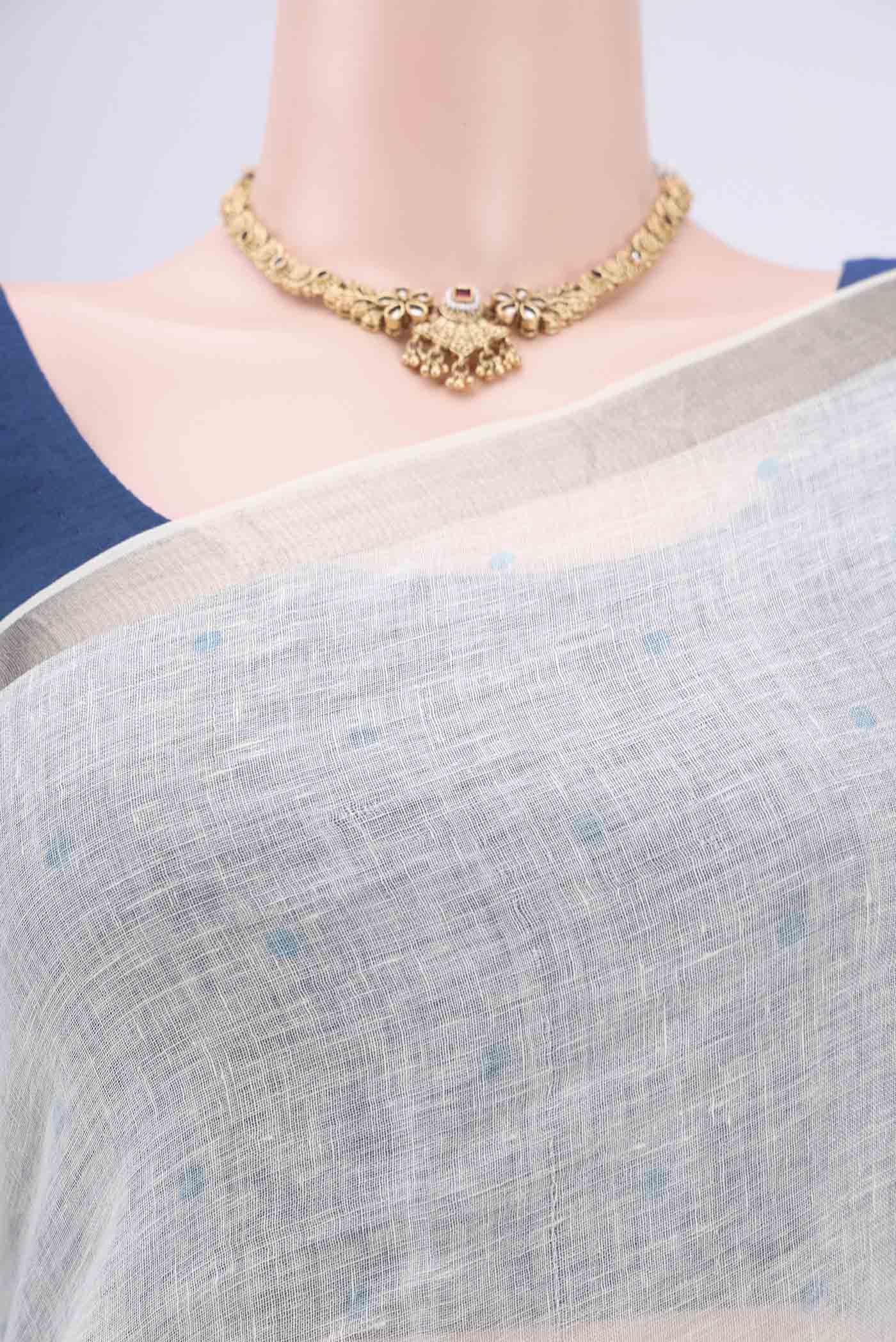 White Linen Saree - Image 2
