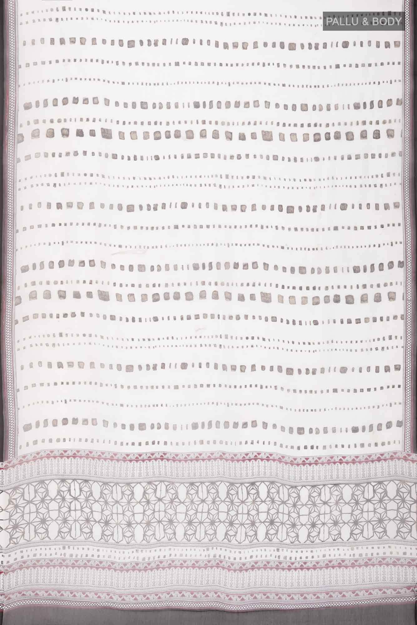White Mysore Chiffon Saree - Image 3