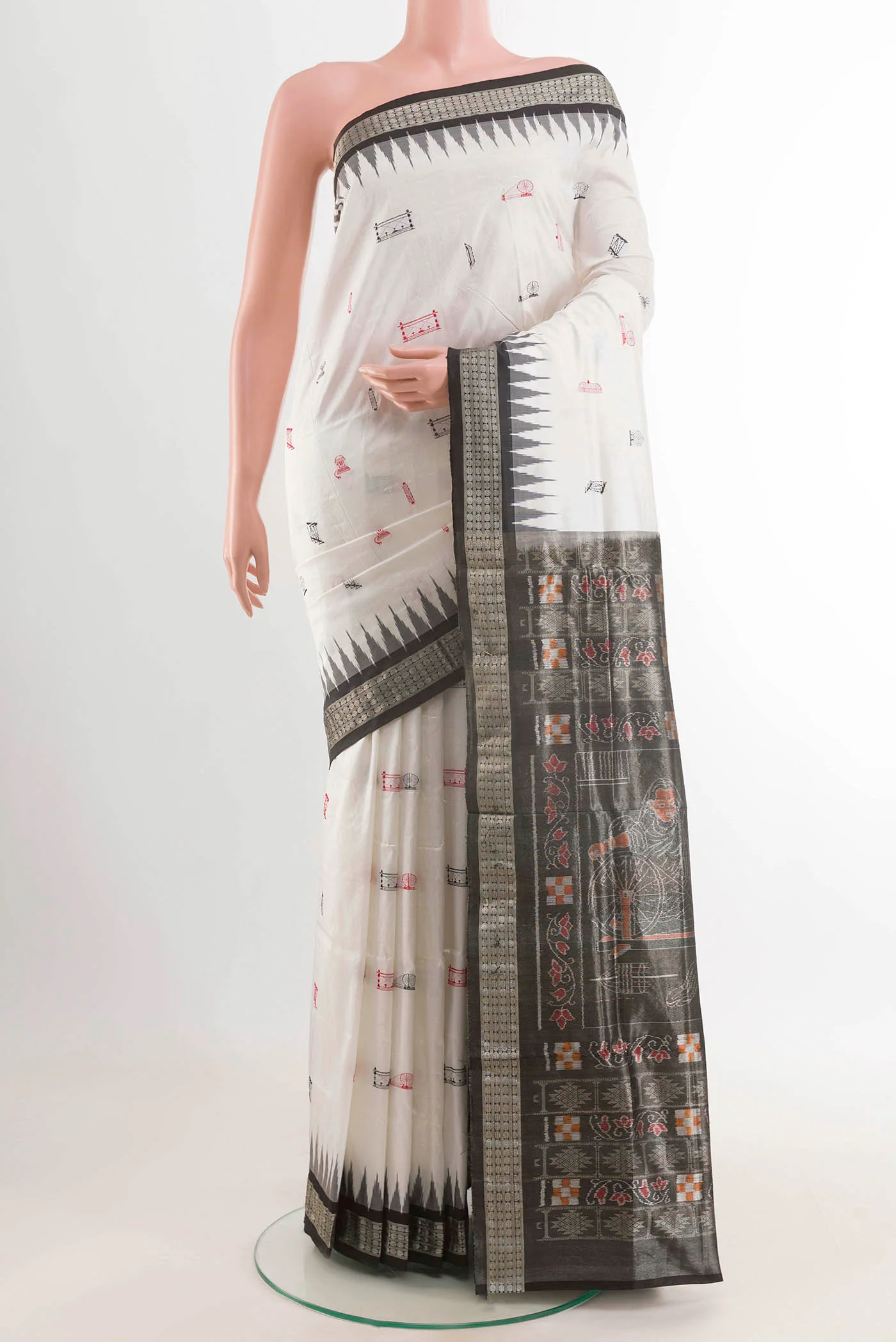 White Orissa Silk Saree