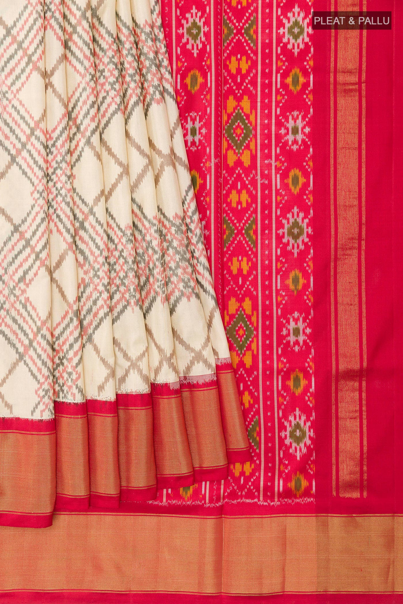 White Pochampally Saree - Image 2