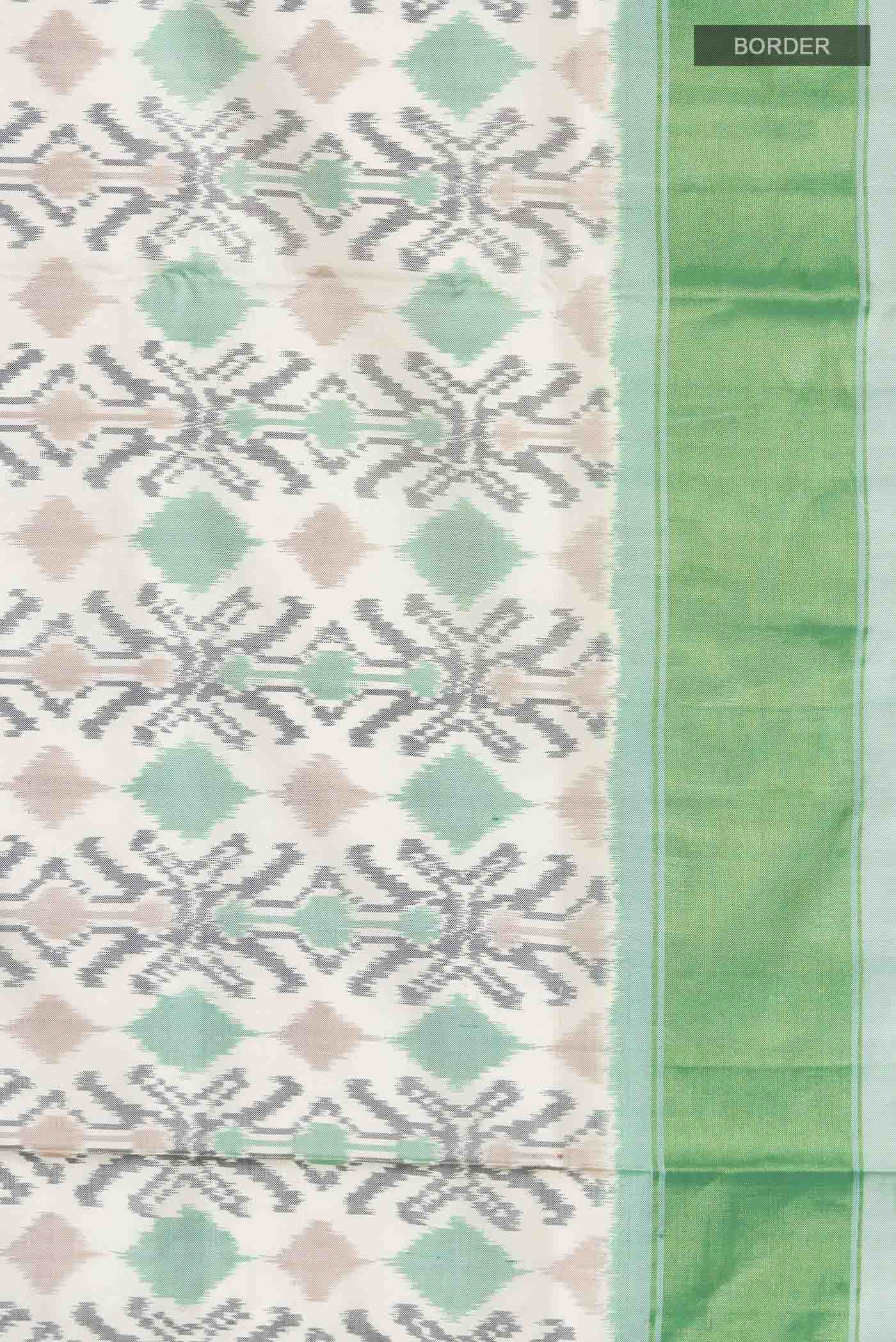 White Pochampally Silk Saree - Image 3