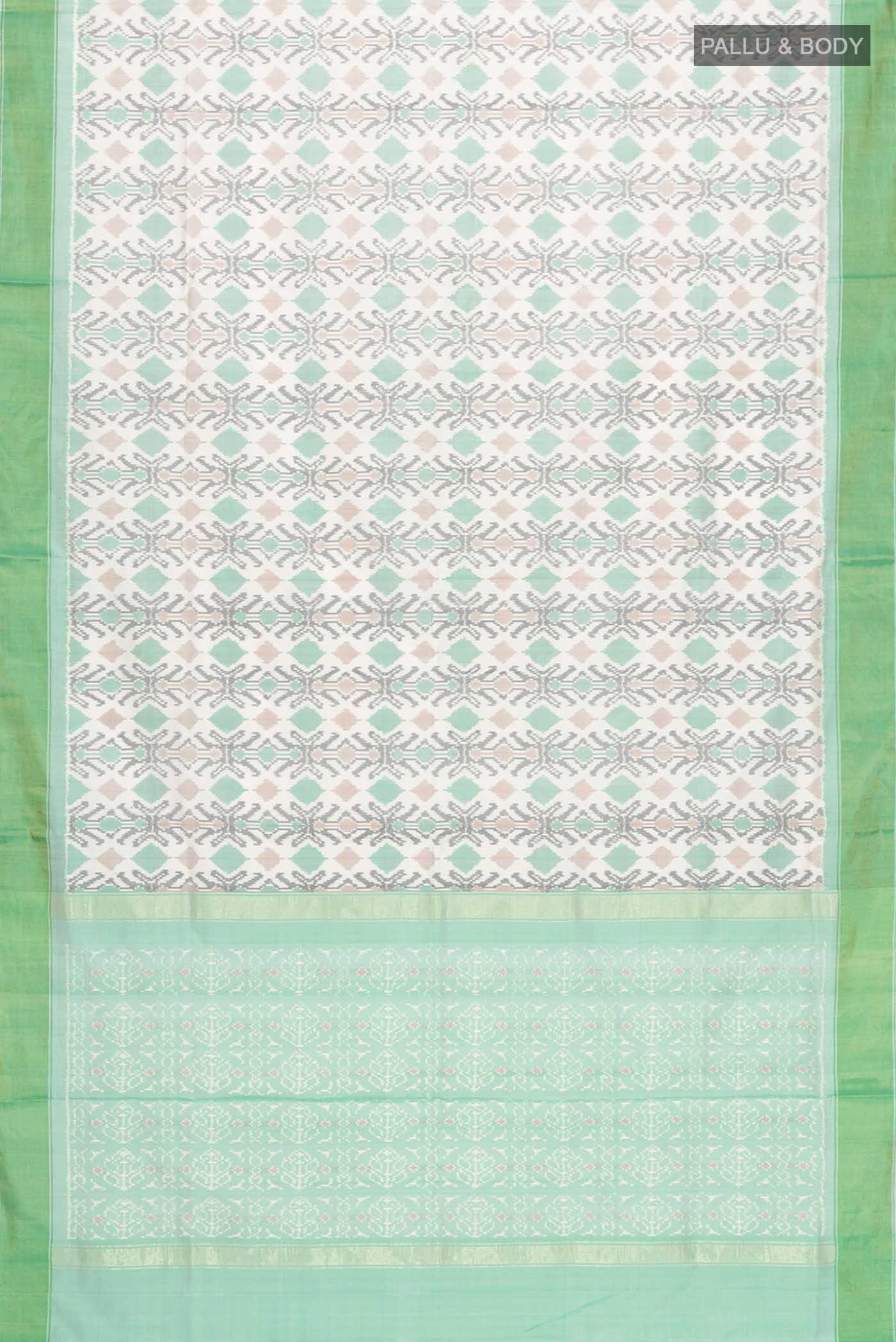 White Pochampally Silk Saree - Image 6