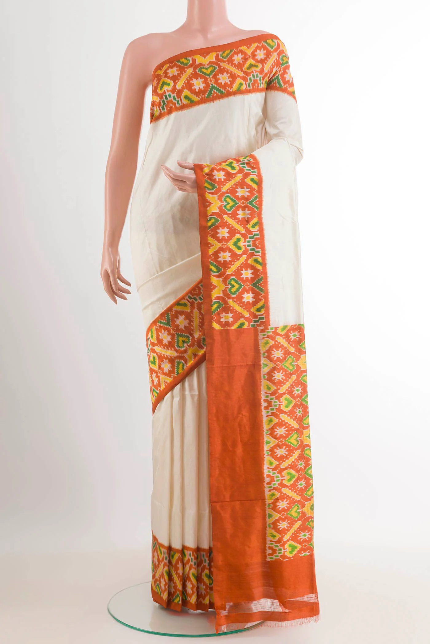 White Pochampally Silk Saree