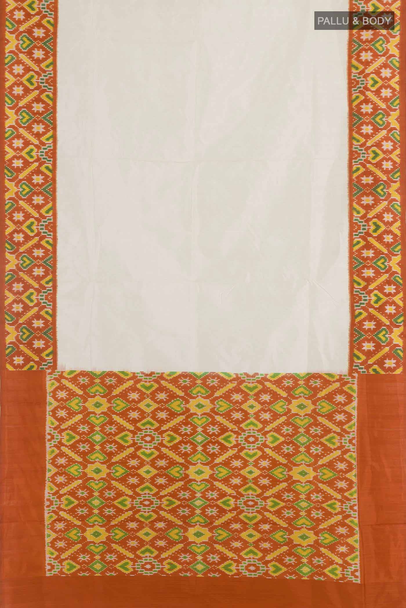 White Pochampally Silk Saree - Image 3