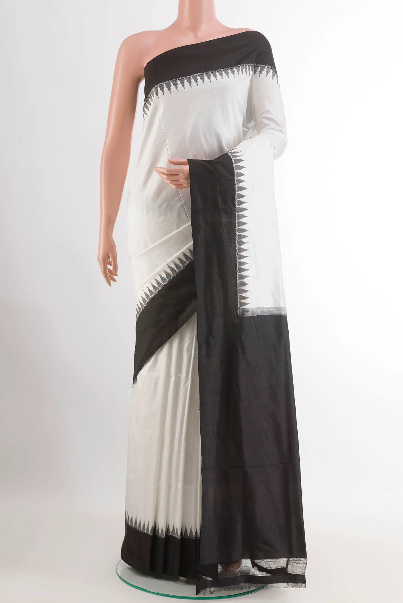 White Pochampally Silk Saree
