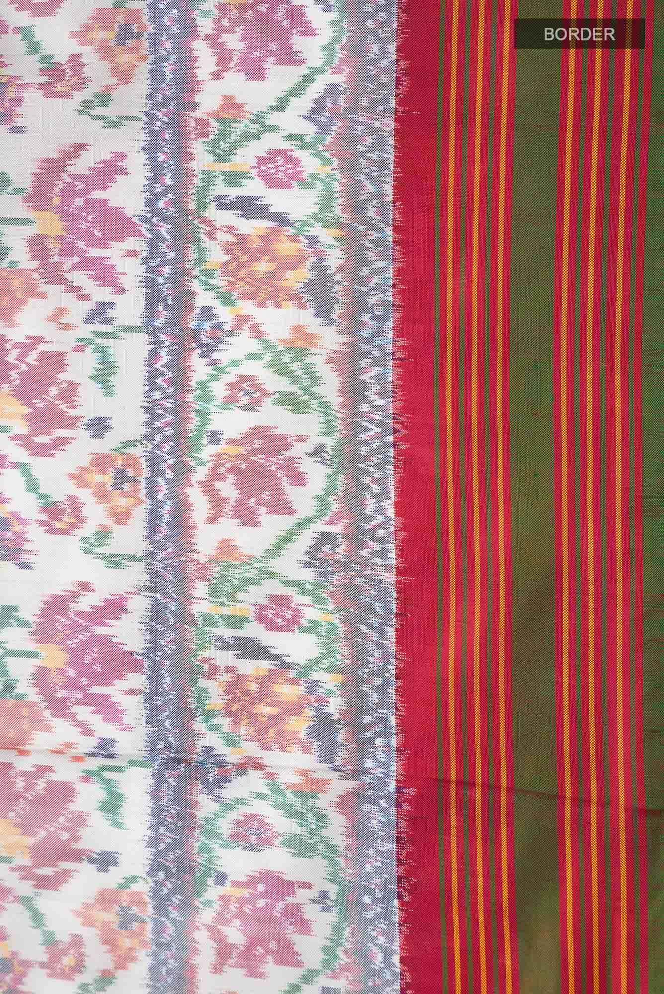 White Rajkot Patola Silk Saree - Image 6