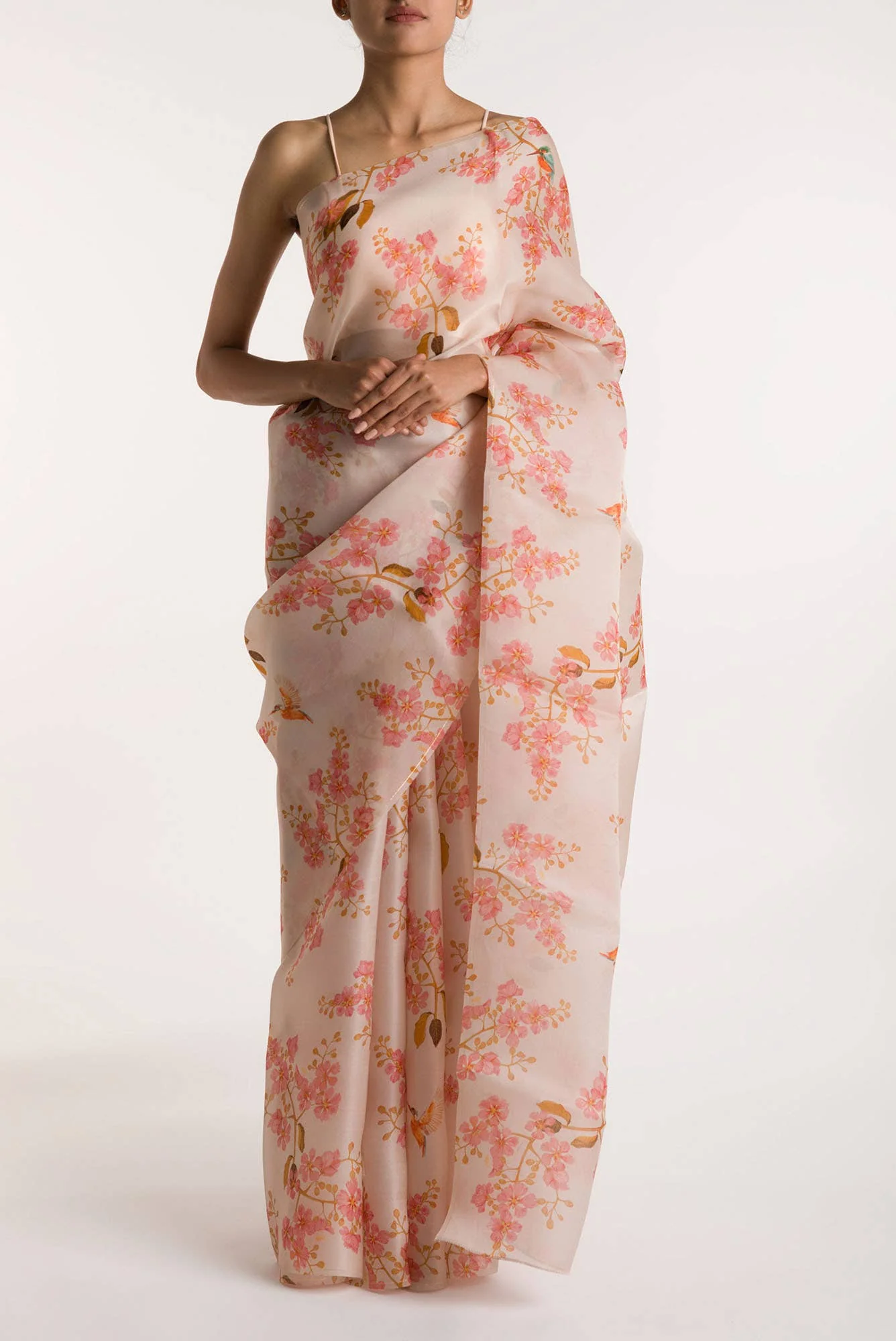 Kingfisher Lovers White Satin Organza Saree