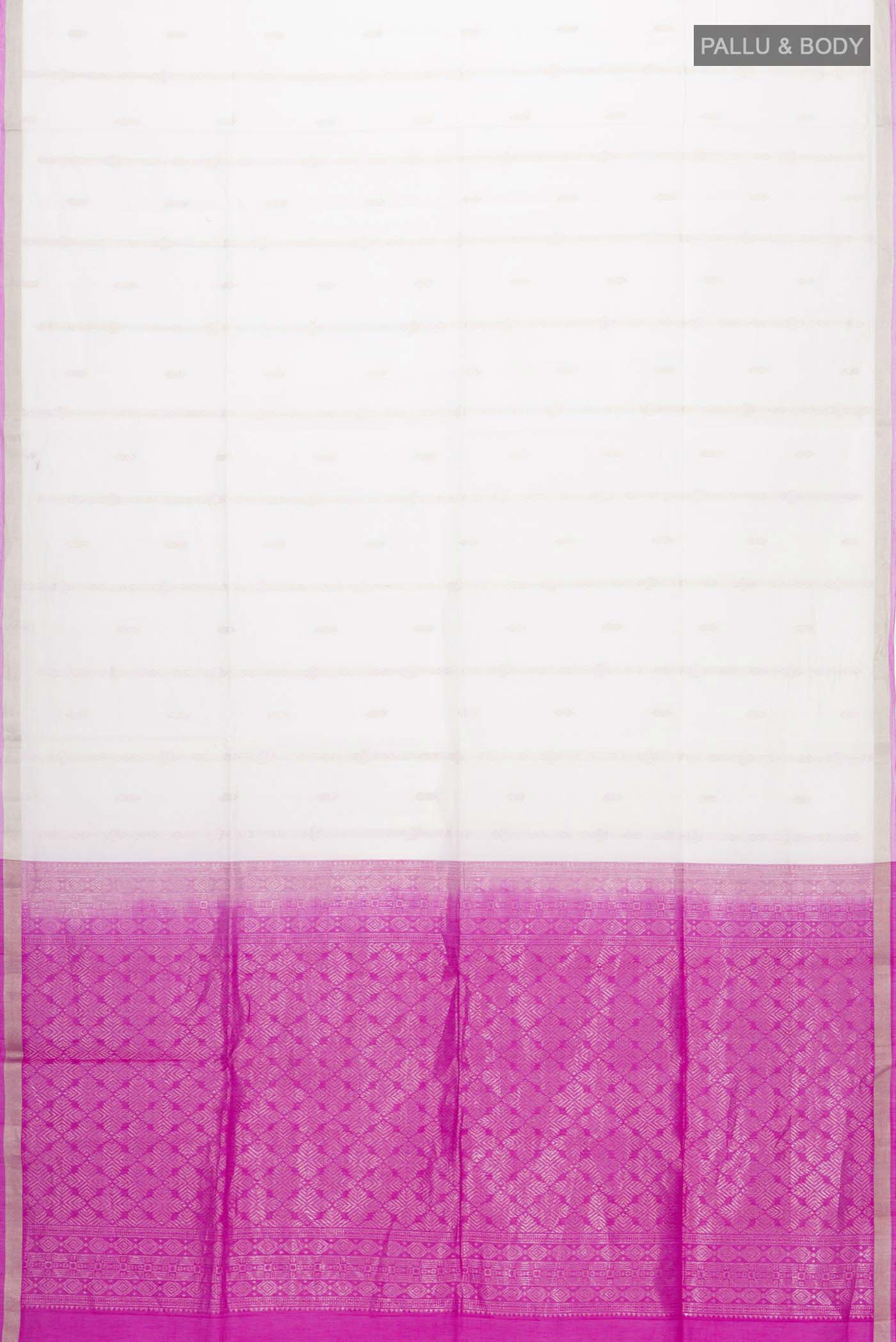 White Silk Cotton Saree - Image 3